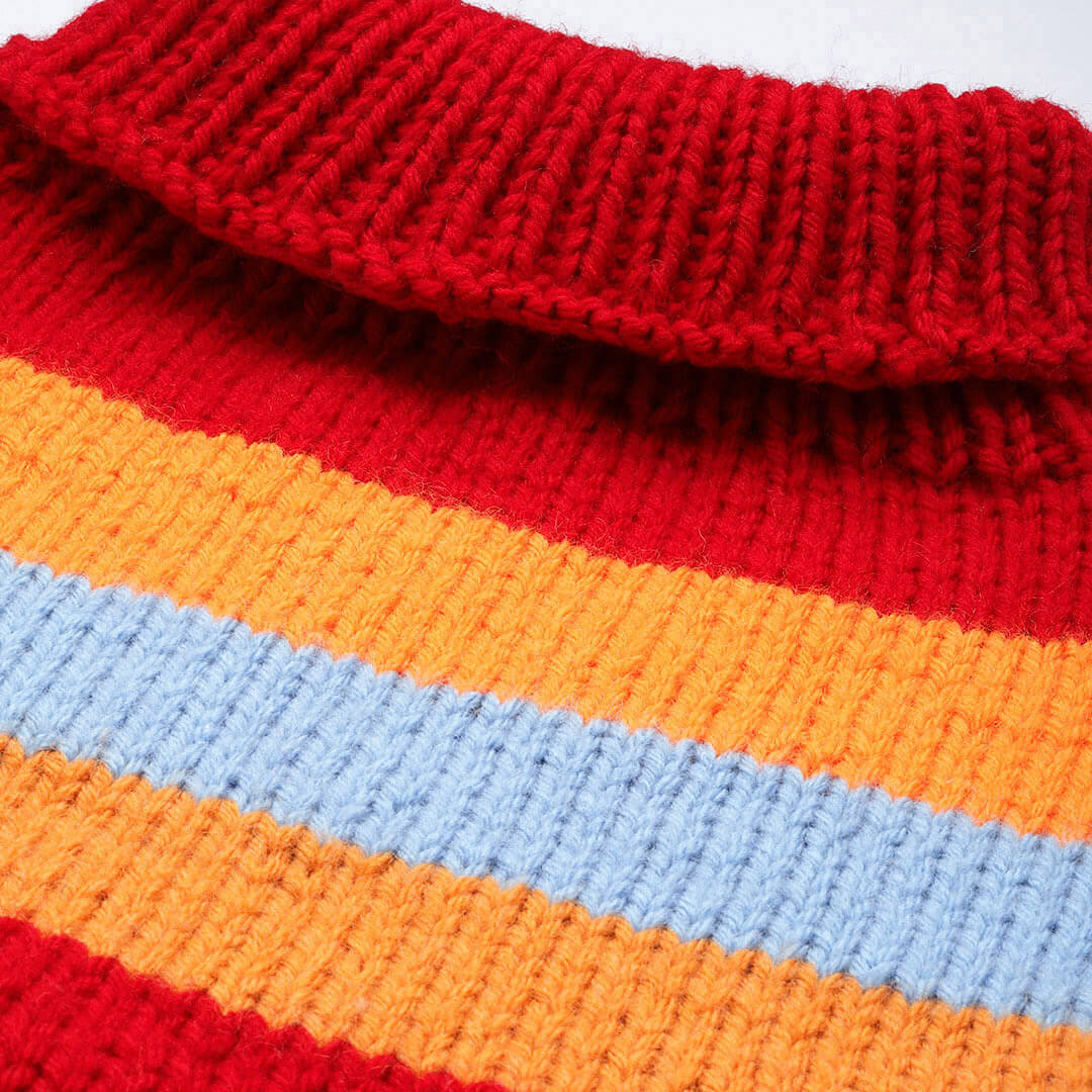 Red Handknitted Self Design Pullover - 10413