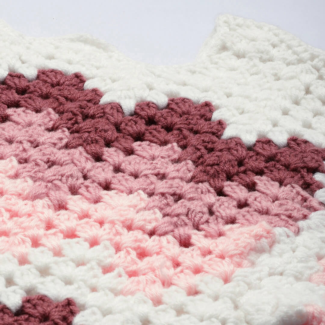 Pink Handmade Self Design Waves Crochet Pullover - 10415