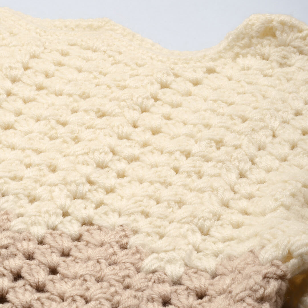 Brown Handmade Self Design Waves Crochet Pullover - 10417