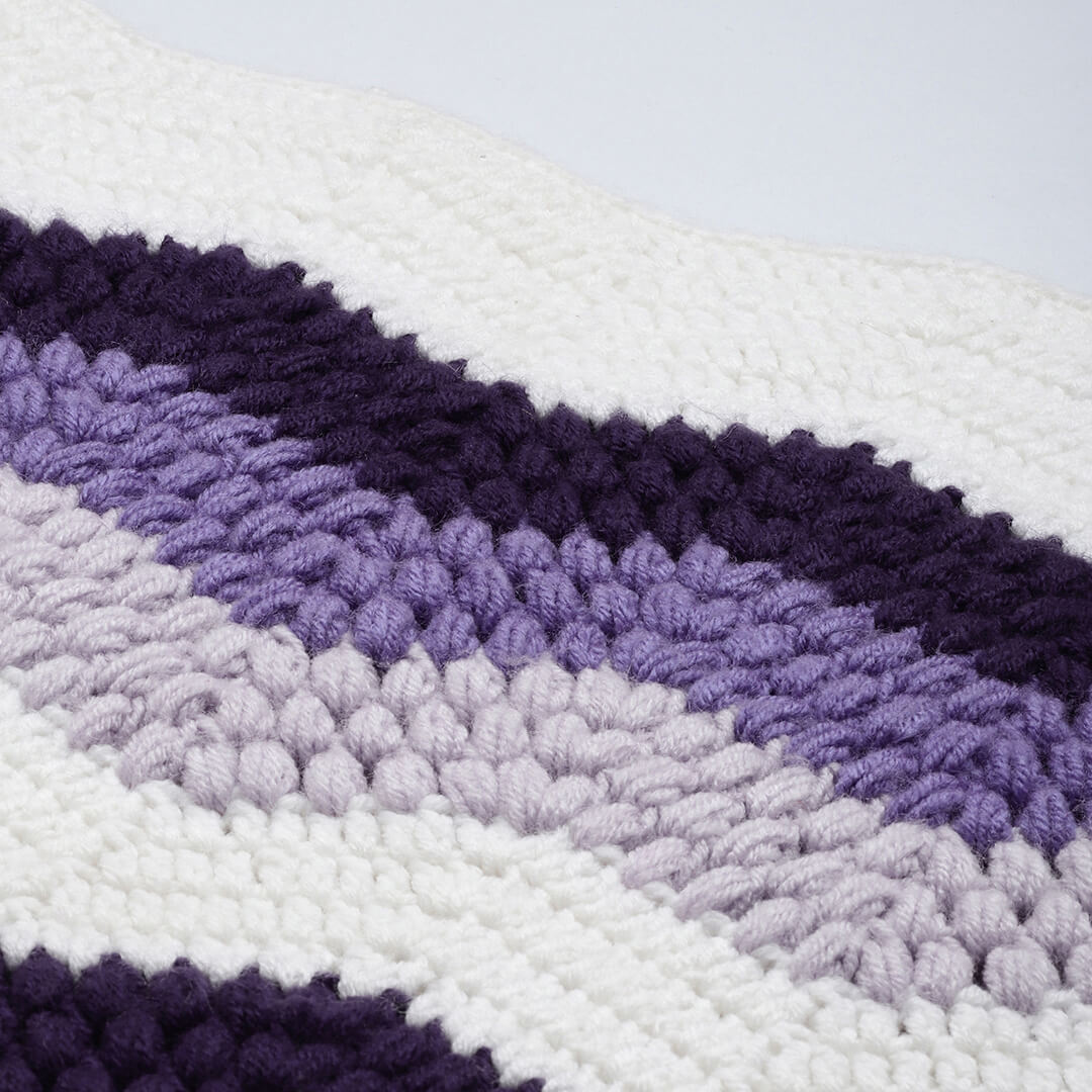 Purple Handmade Self Design Waves Crochet Pullover - 10418