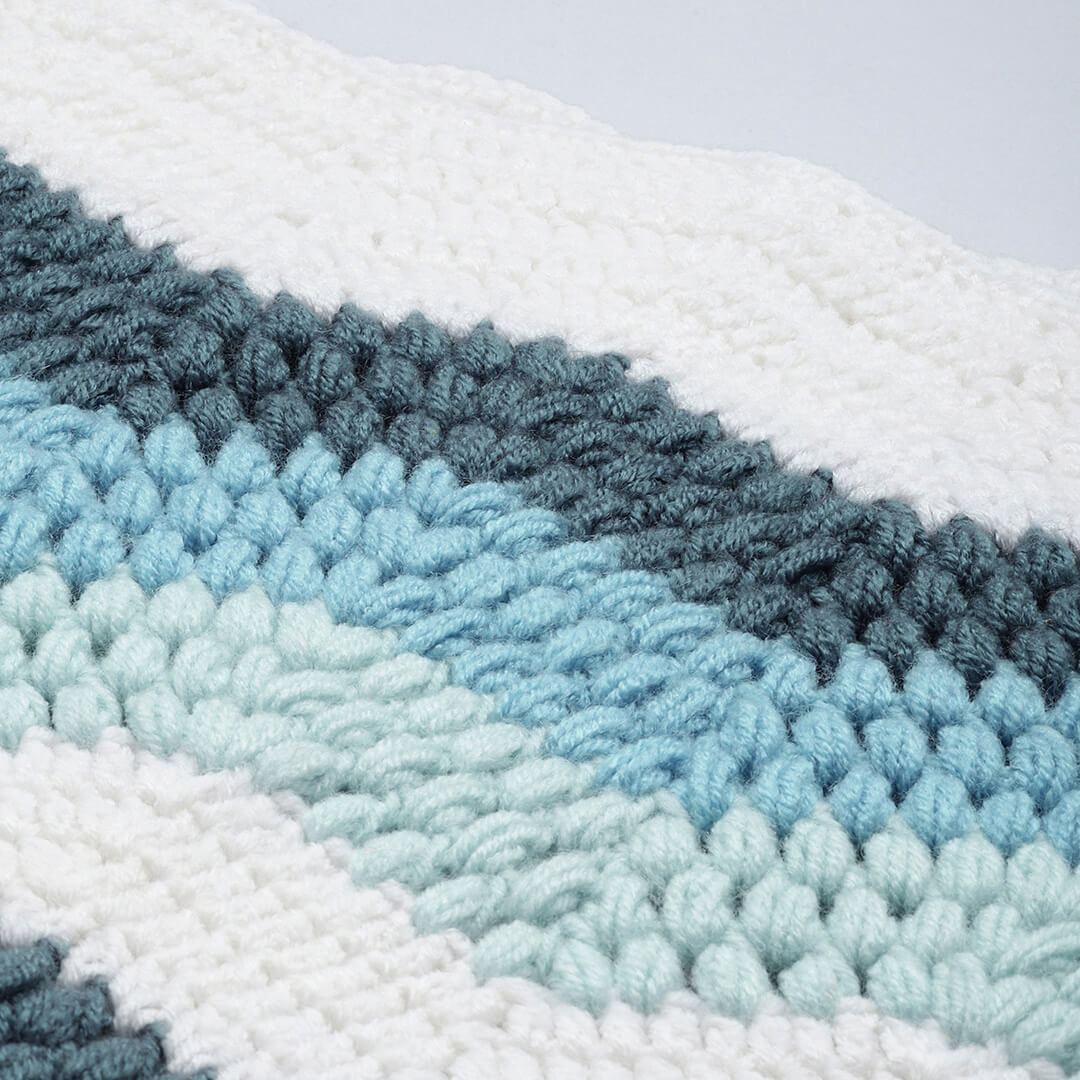 Blue Handmade Self Design Waves Crochet Pullover - 10419