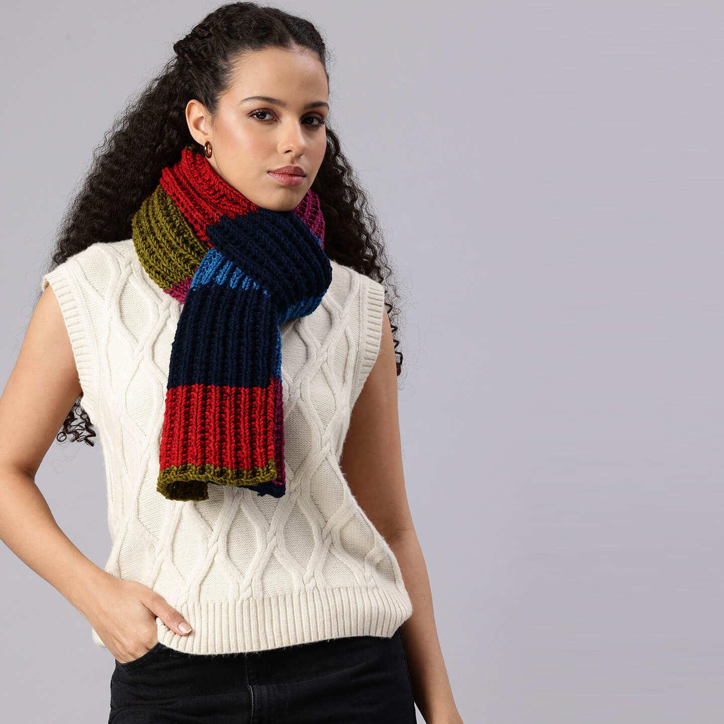 Multicolor Handmade Knitted Scarf - 10428