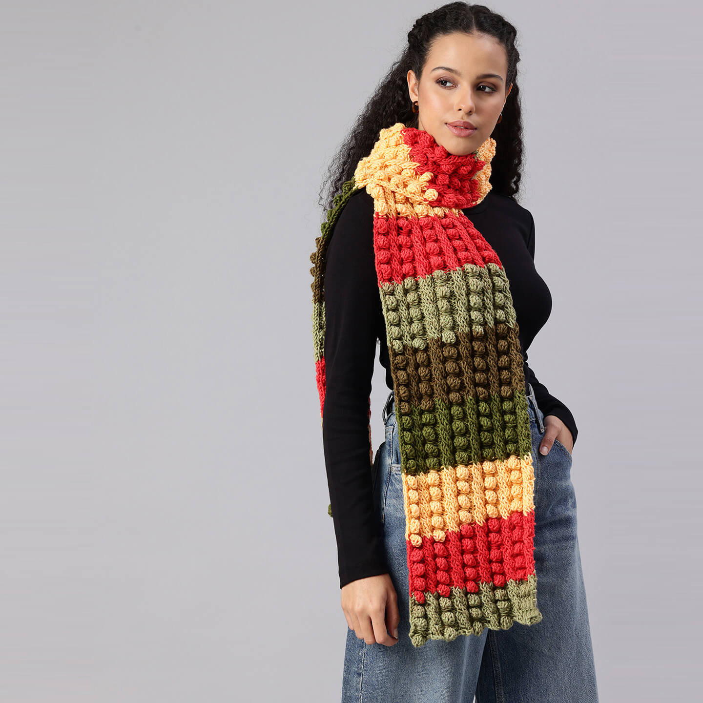 Multicolor Handmade Knitted Scarf - 10433