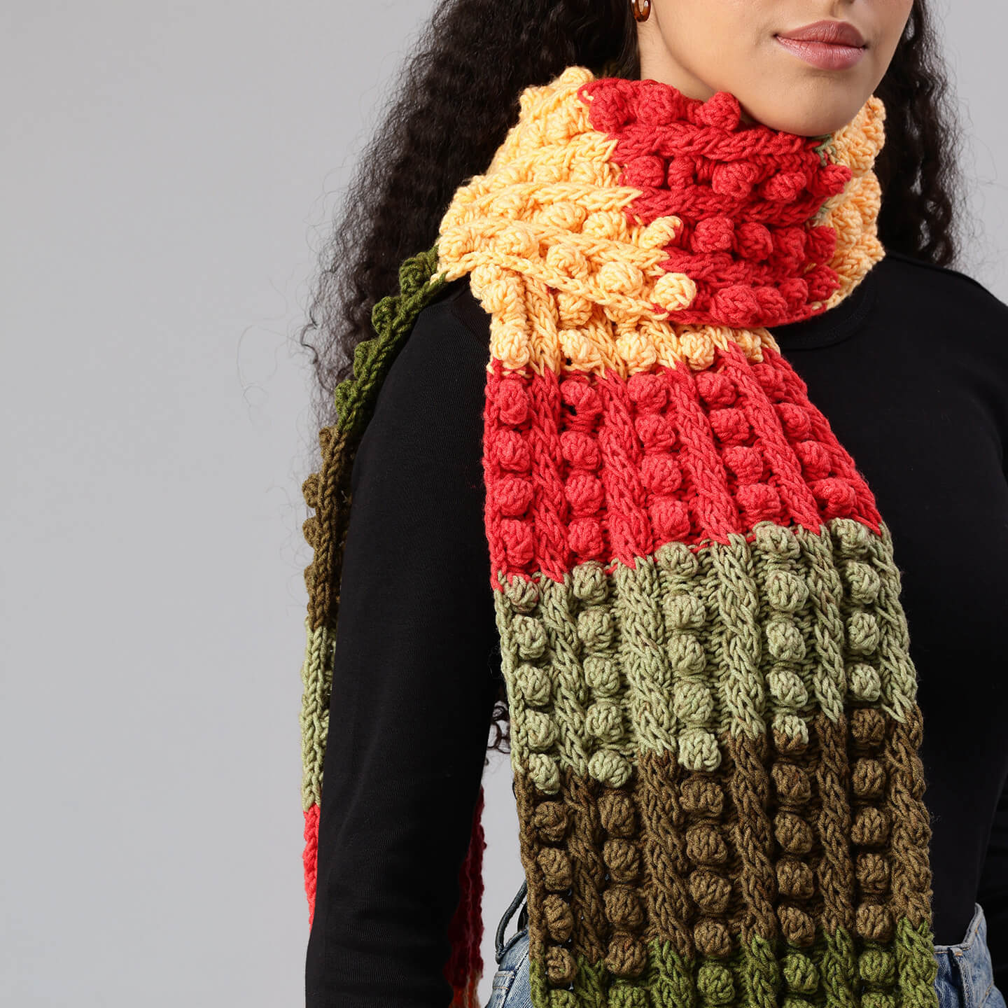 Multicolor Handmade Knitted Scarf - 10433