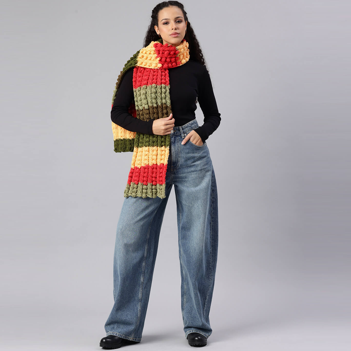 Multicolor Handmade Knitted Scarf - 10433