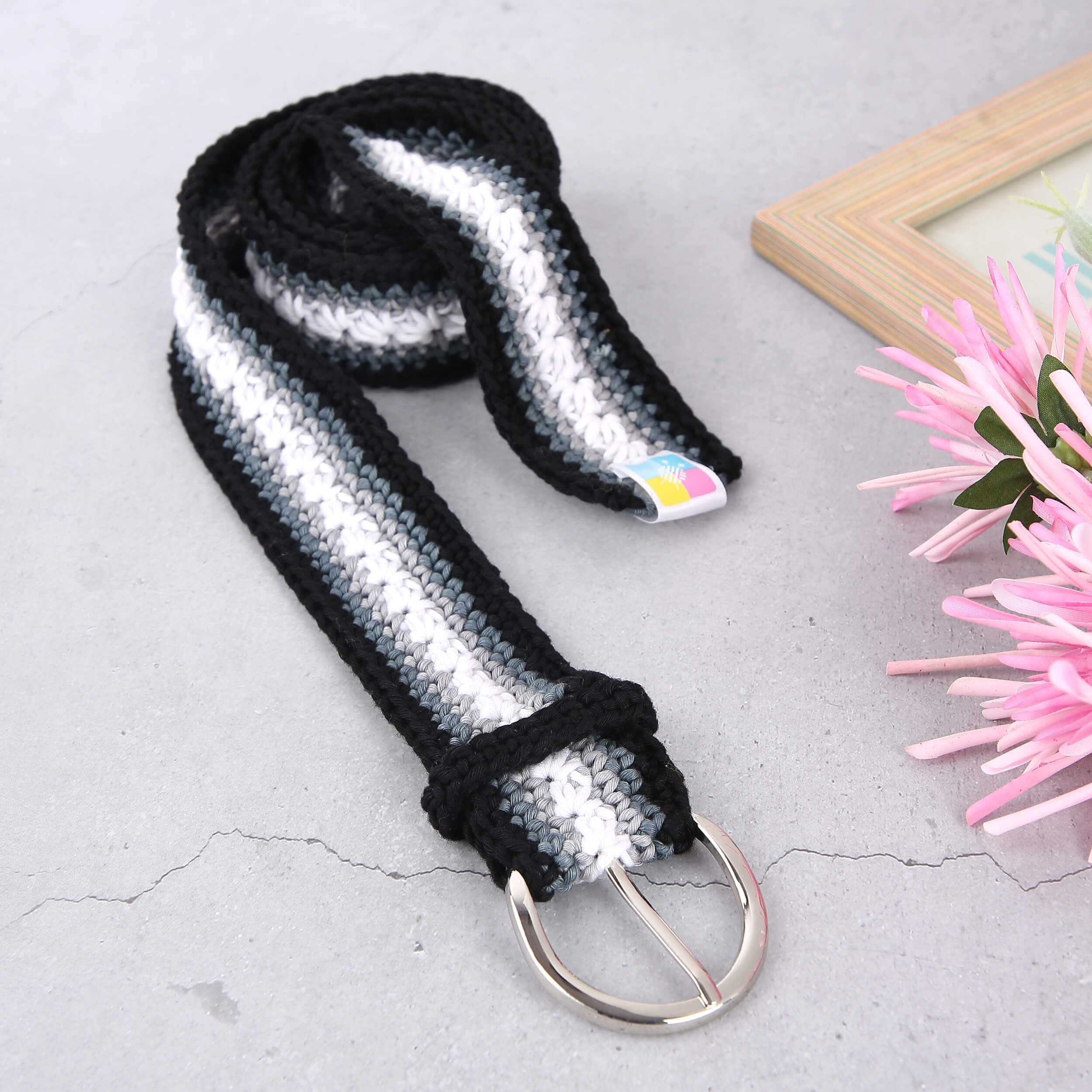 Crochet Belt with Adjustable Buckle - 10438