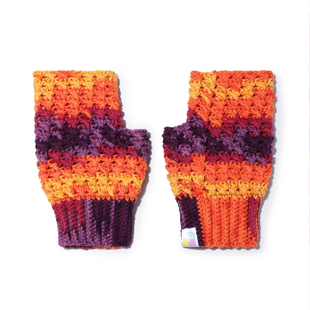 Multi Colored Fingerless Mittens - 10441