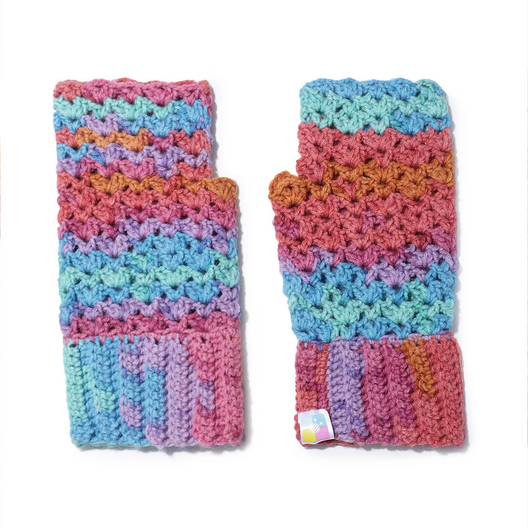 Multi Colored Fingerless Mittens - 10444