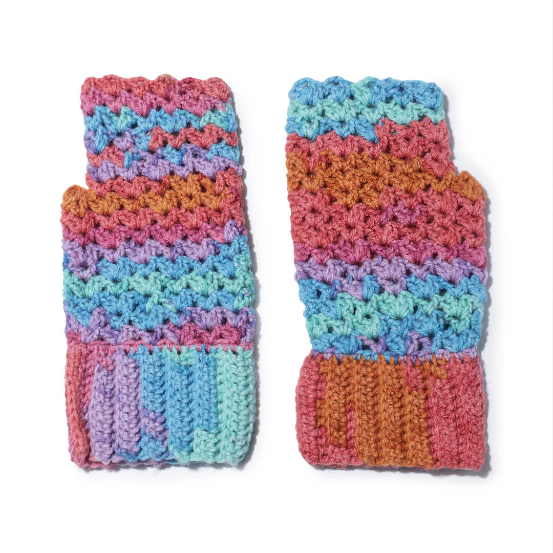 Multi Colored Fingerless Mittens - 10444