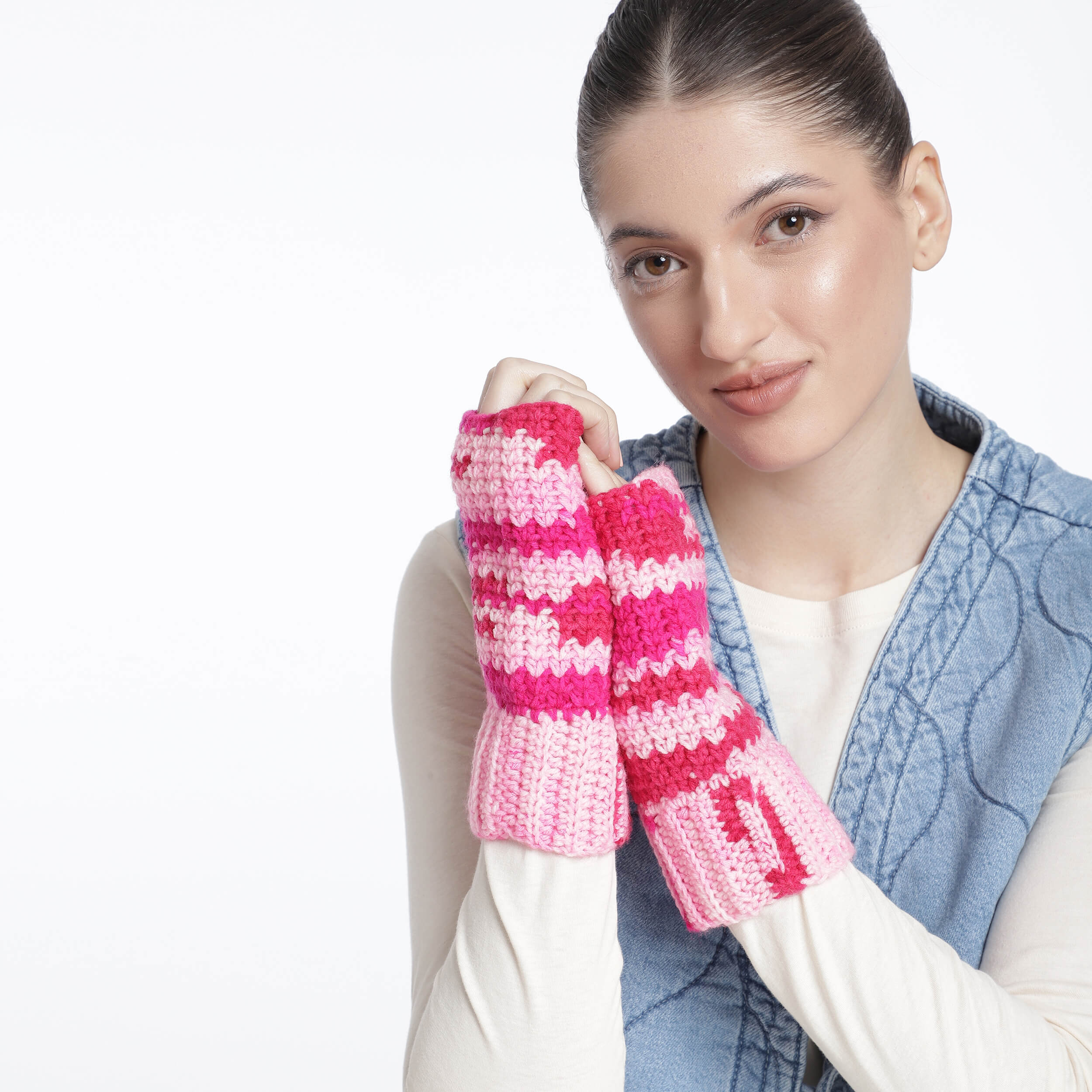 Multi Colored Fingerless Mittens - 10445