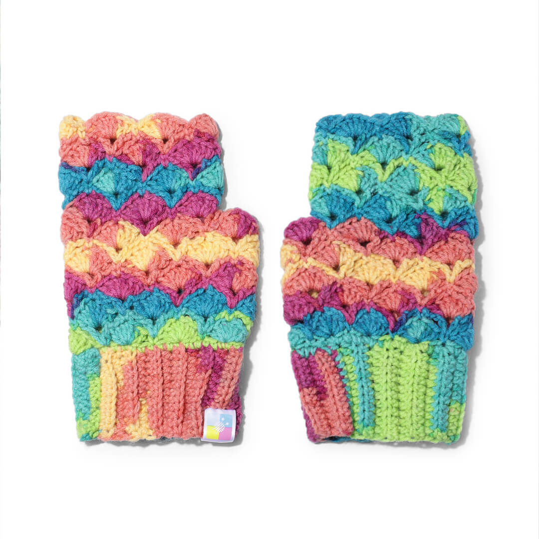 Multi Colored Fingerless Mittens - 10446