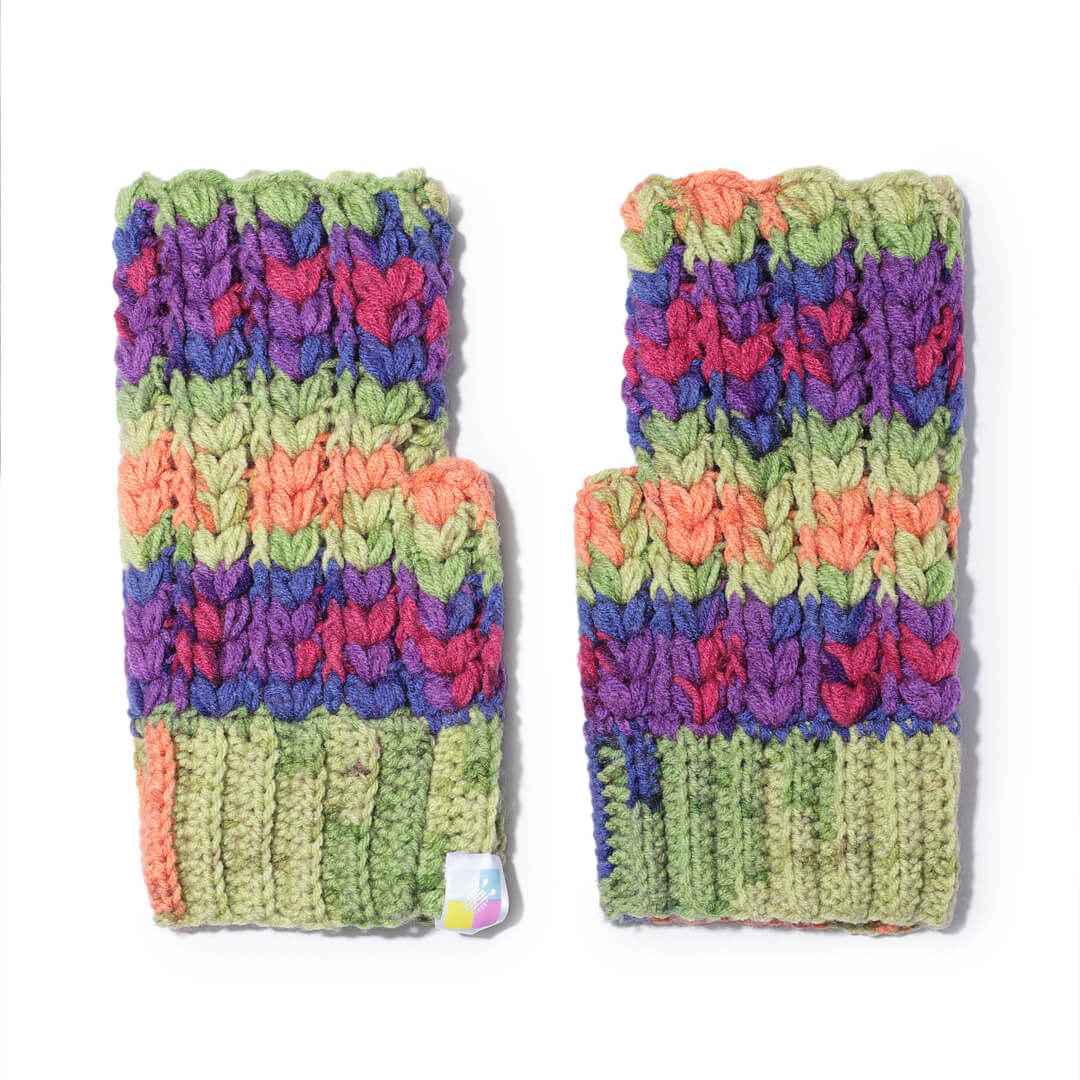 Multi Colored Fingerless Mittens - 10448