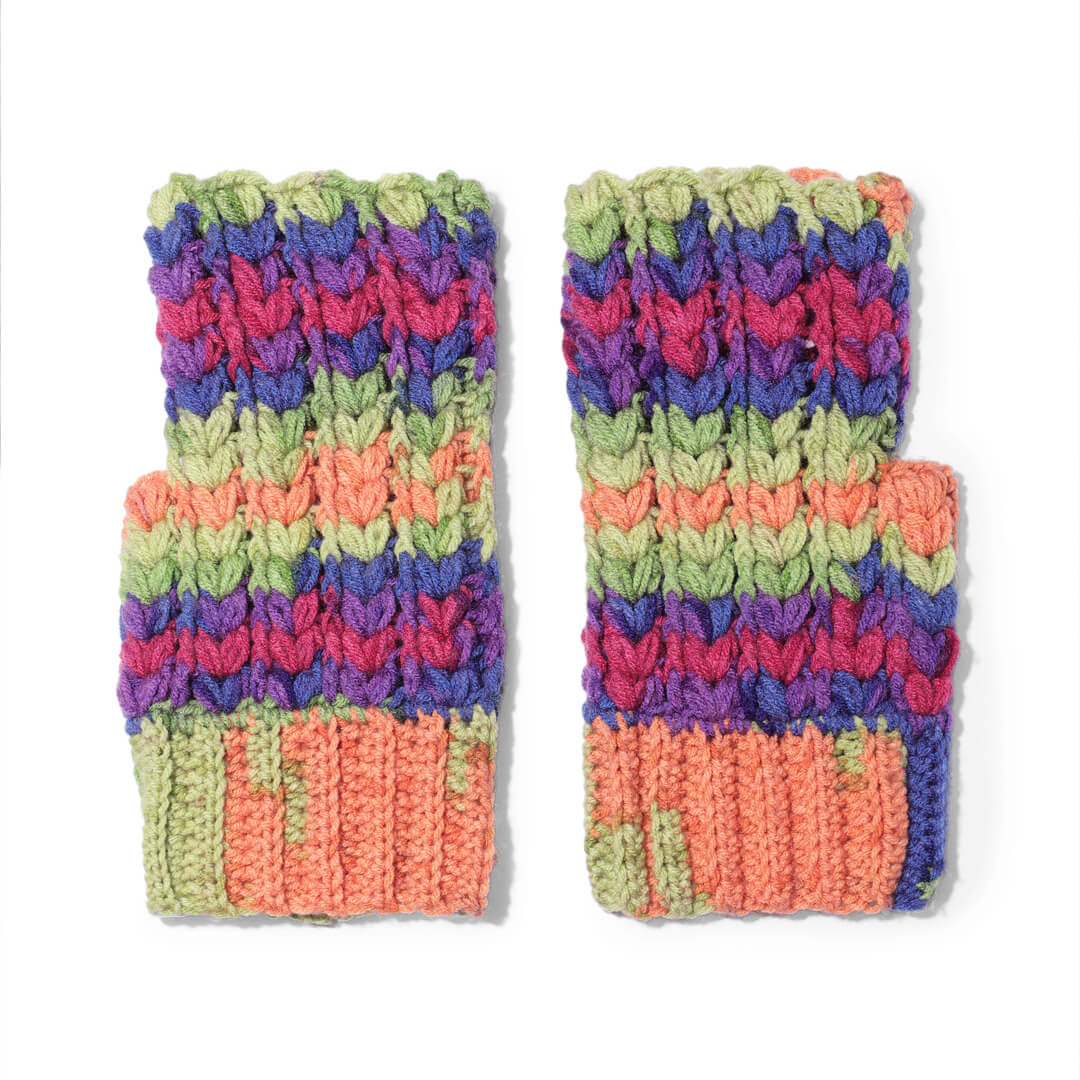 Multi Colored Fingerless Mittens - 10448