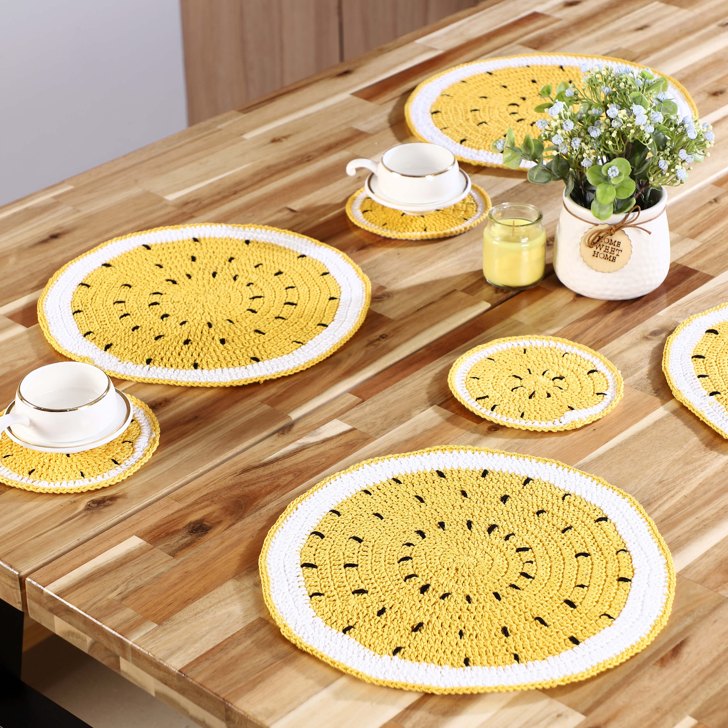 Handmade Placemats & Coasters Set - 10453 Yellow