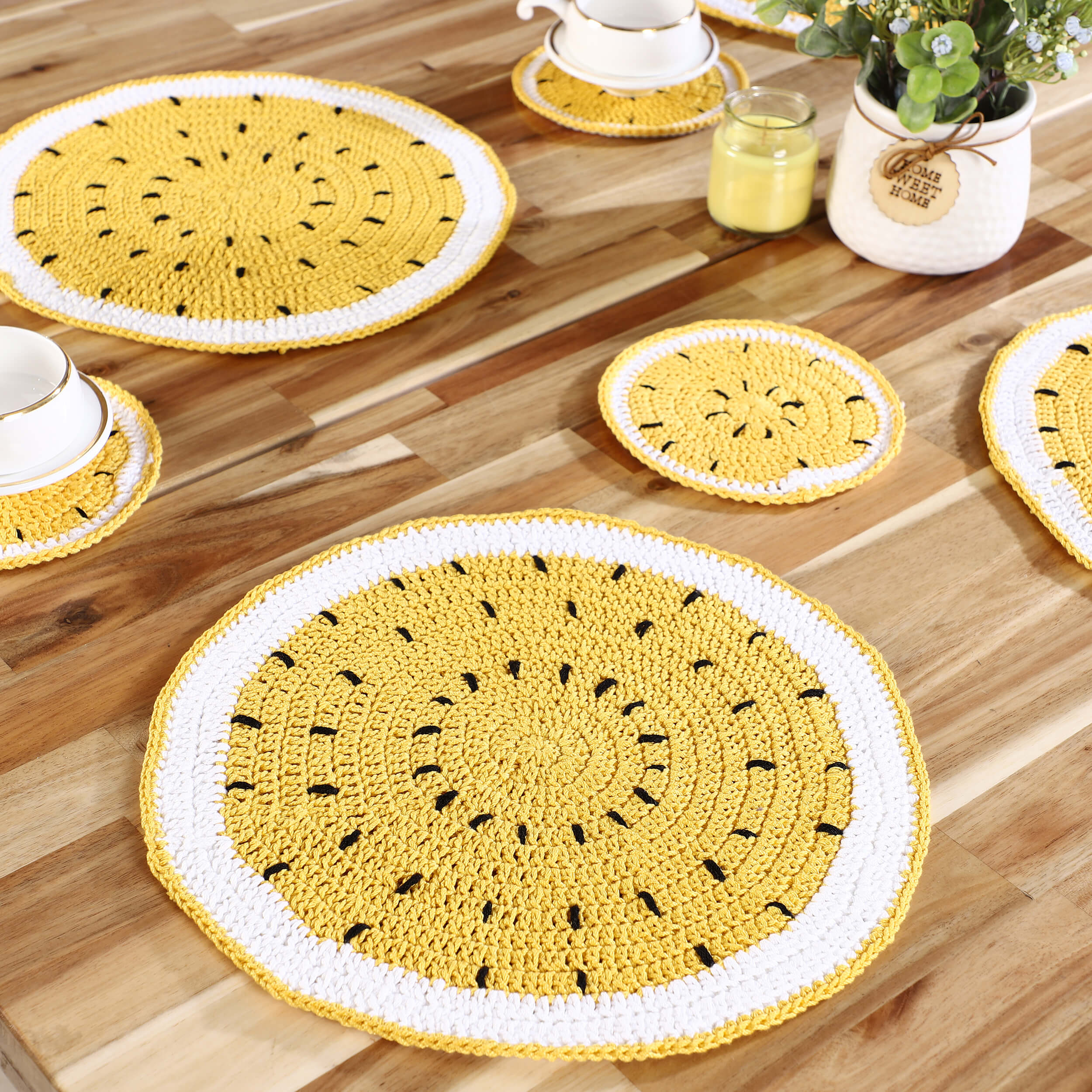 Handmade Placemats & Coasters Set - 10453 Yellow