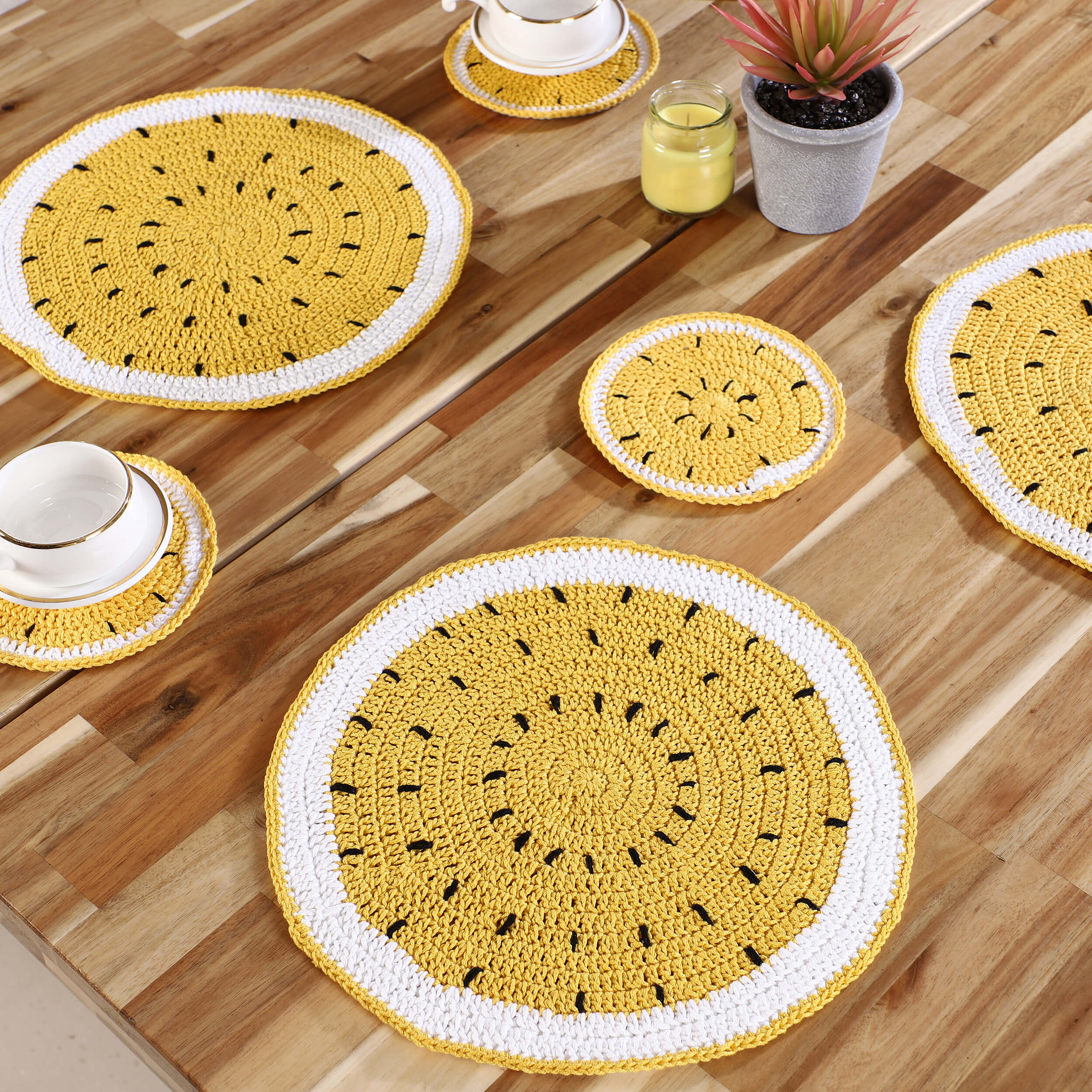 Handmade Placemats & Coasters Set - 10453 Yellow