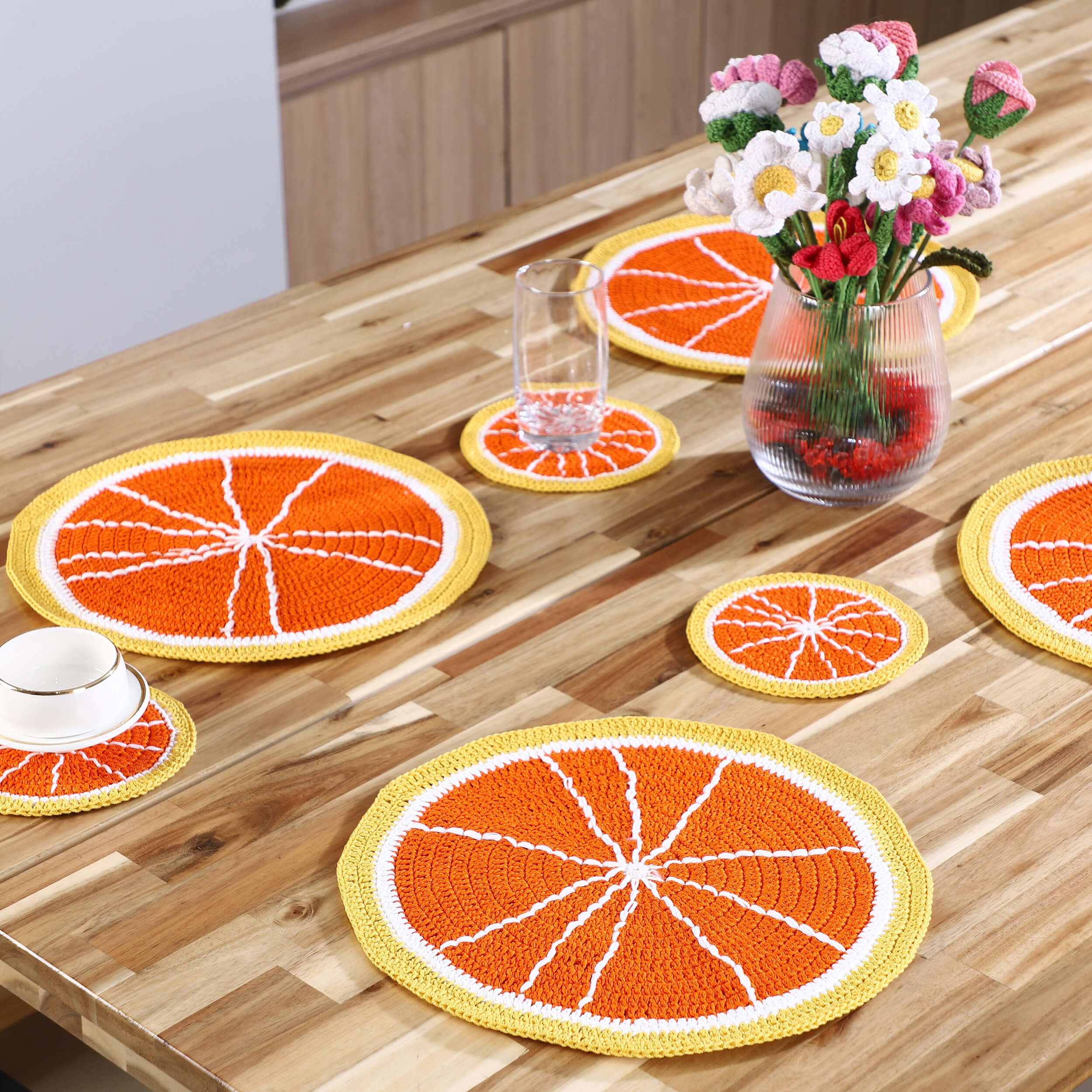 Handmade Placemats & Coasters Set - 10454 Orange