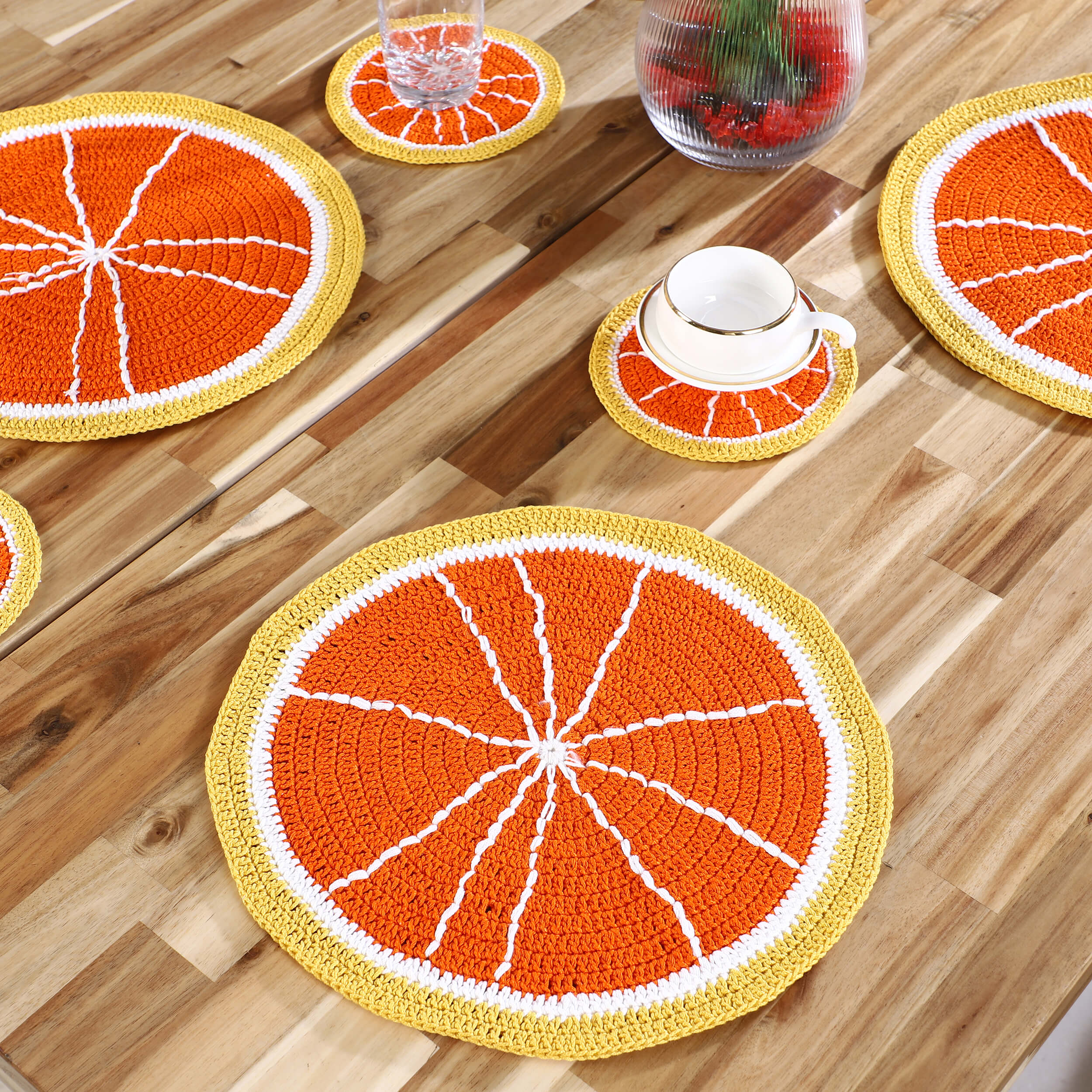 Handmade Placemats & Coasters Set - 10454 Orange
