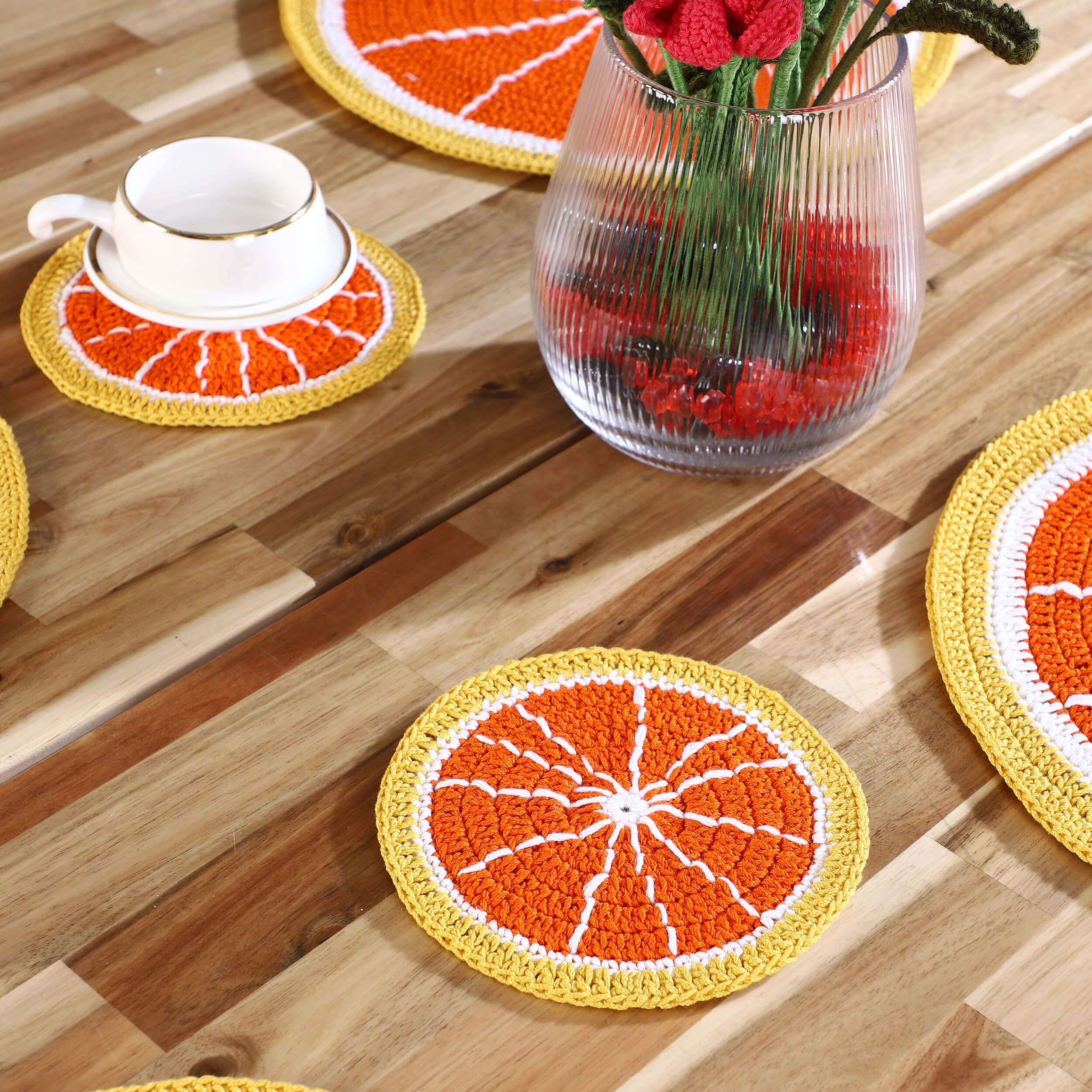 Handmade Placemats & Coasters Set - 10454 Orange