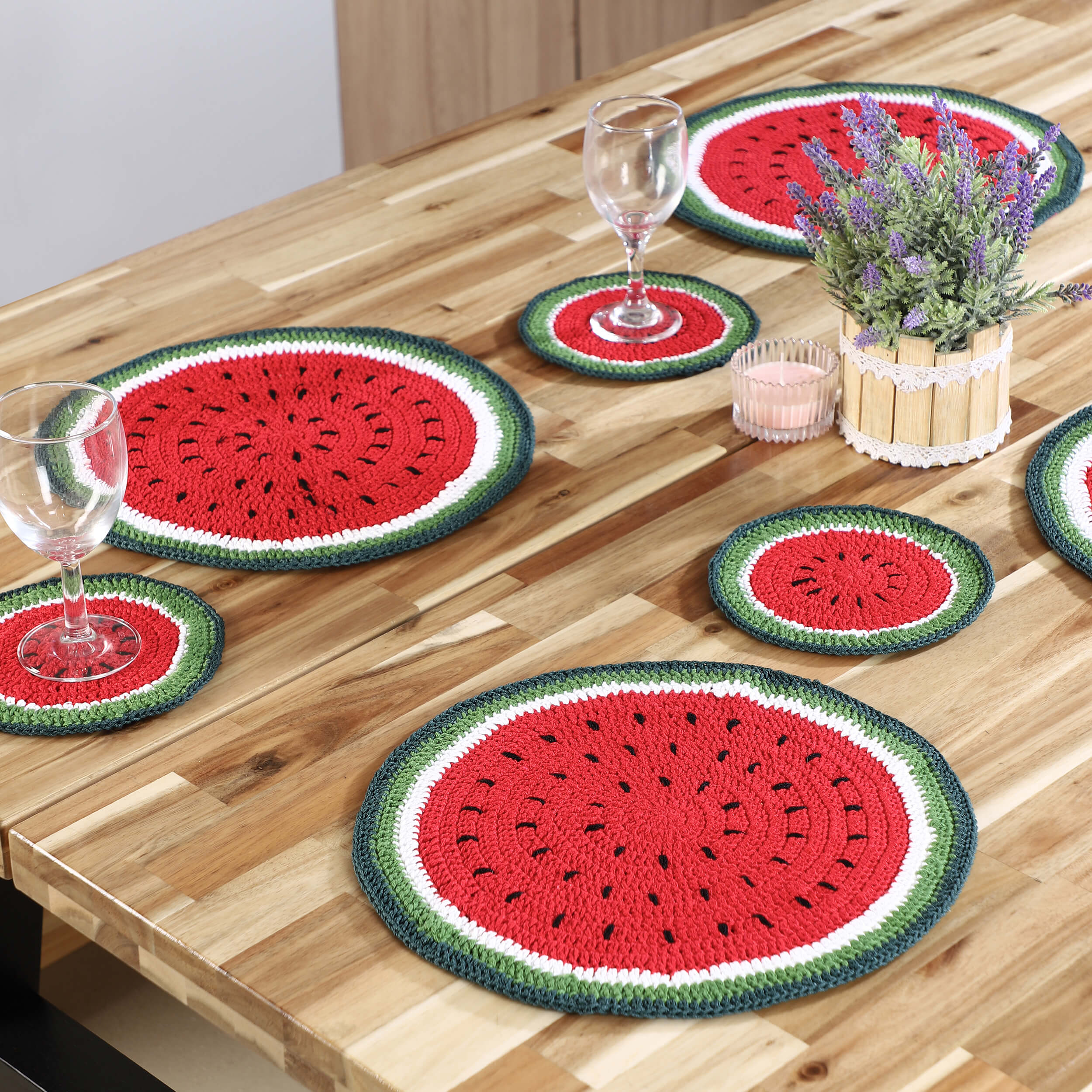 Handmade Placemats & Coasters Set - 10455 Red