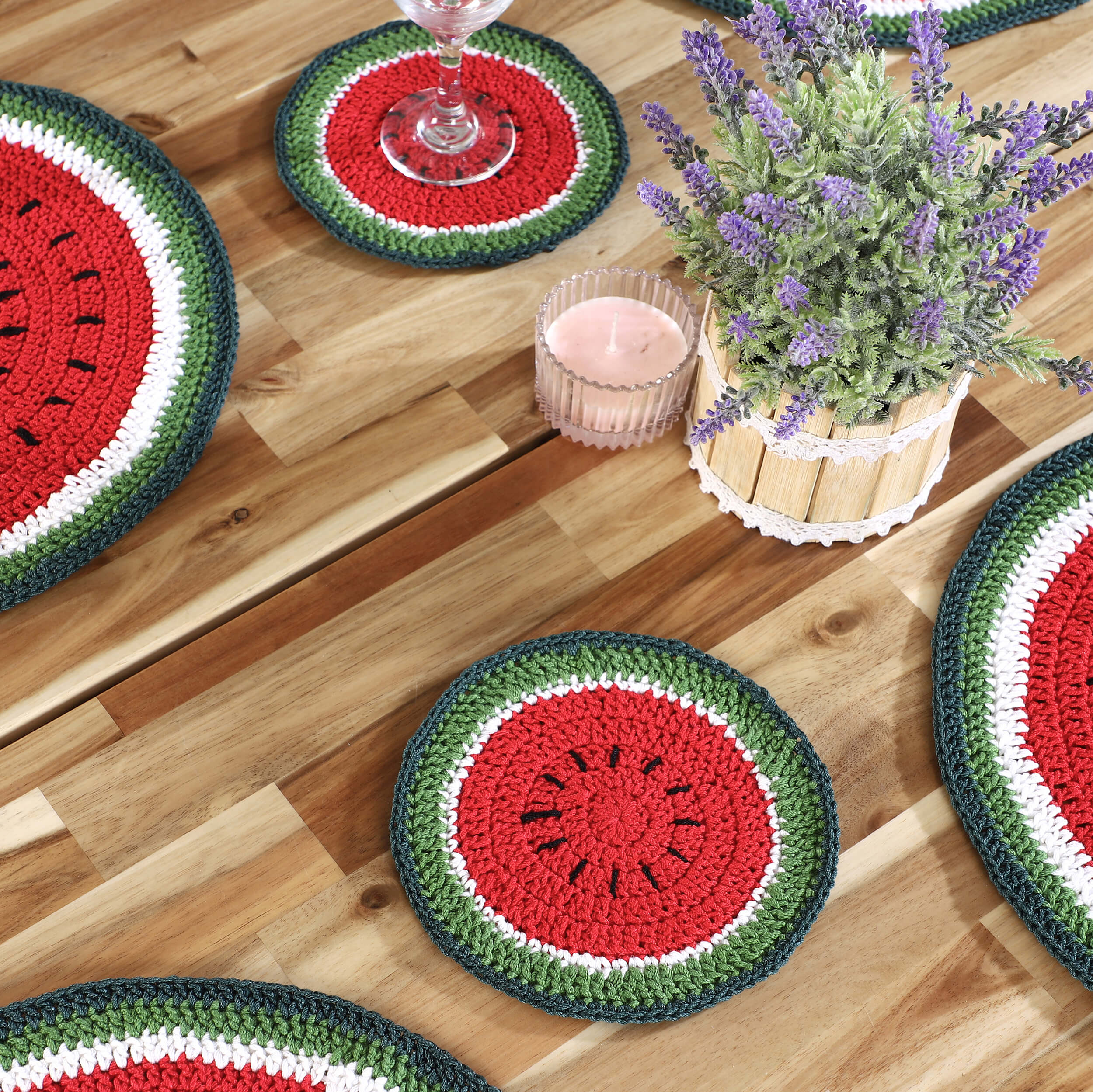 Handmade Placemats & Coasters Set - 10455 Red