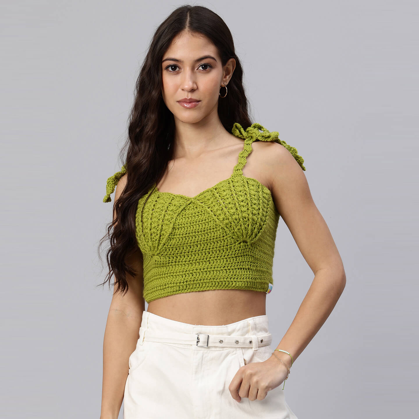 Handcrafted Mermaid Shell Bralettes - Olive Green 10458