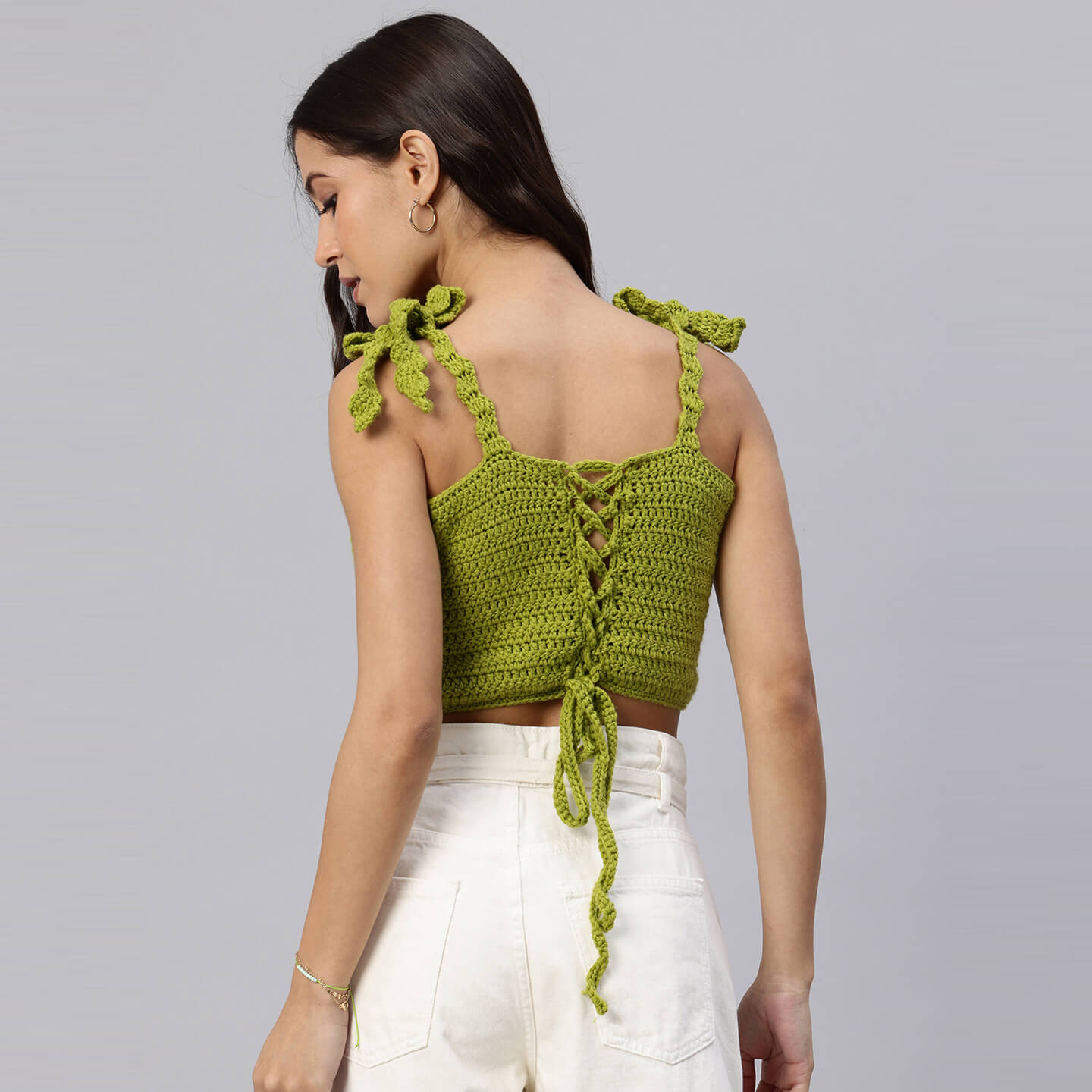 Handcrafted Mermaid Shell Bralettes - Olive Green 10458