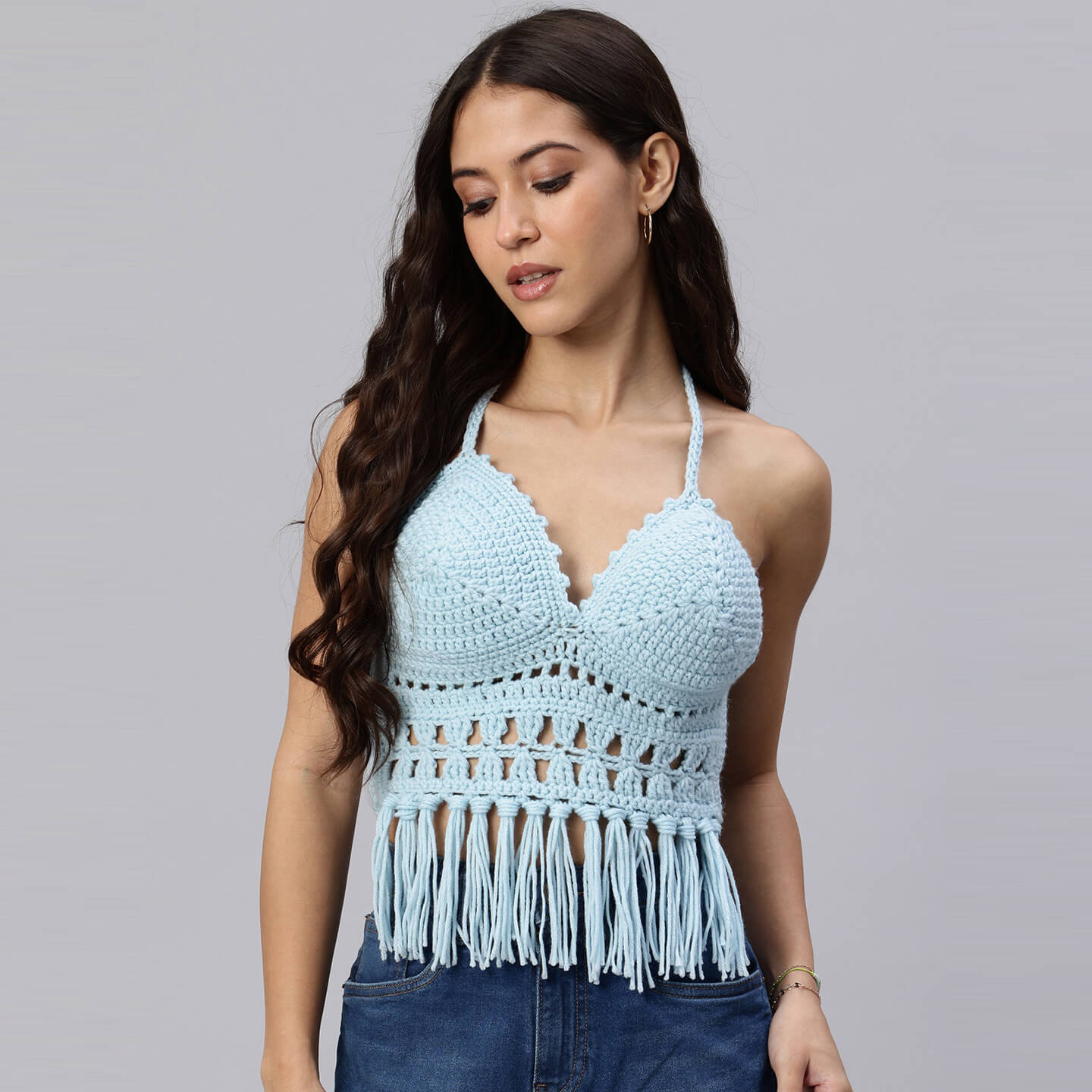 Handcrafted Pastel Colored Bralettes - Light Blue 10461