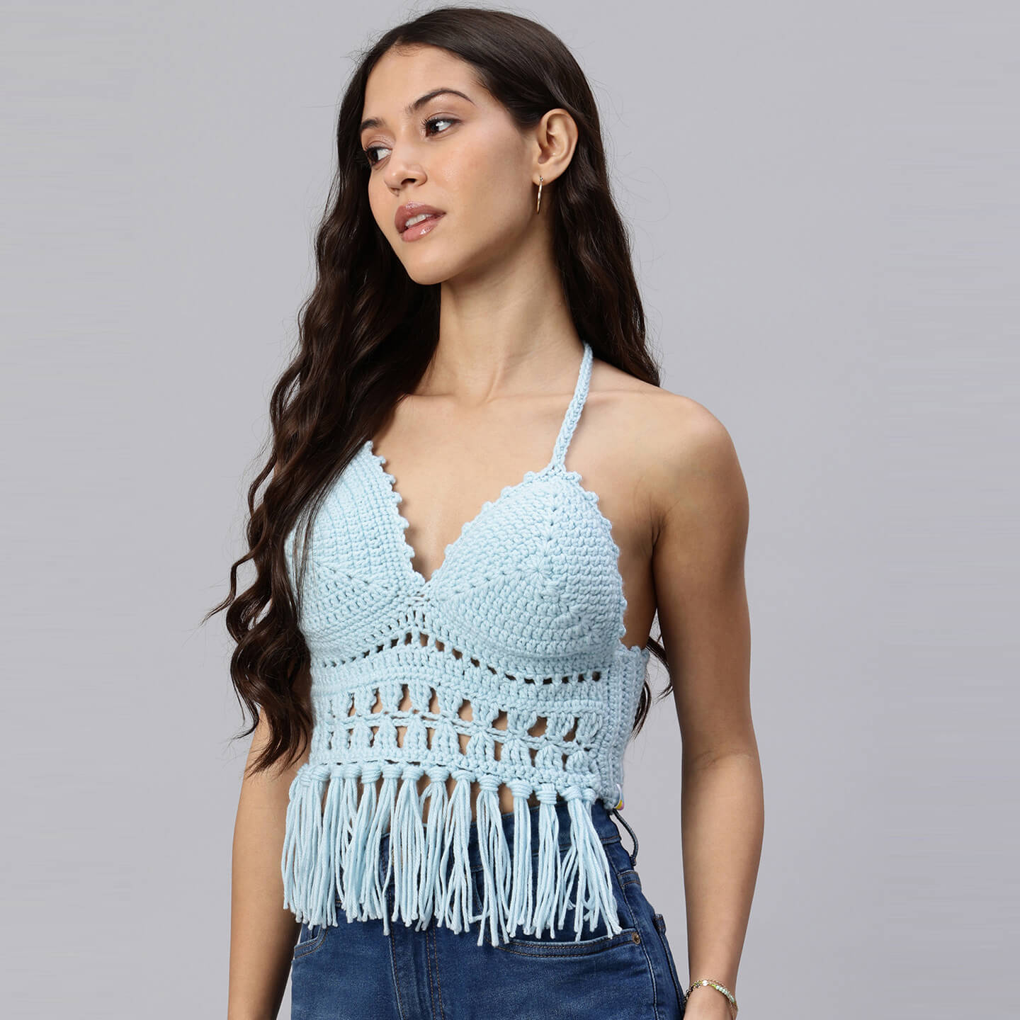 Handcrafted Pastel Colored Bralettes - Light Blue 10461