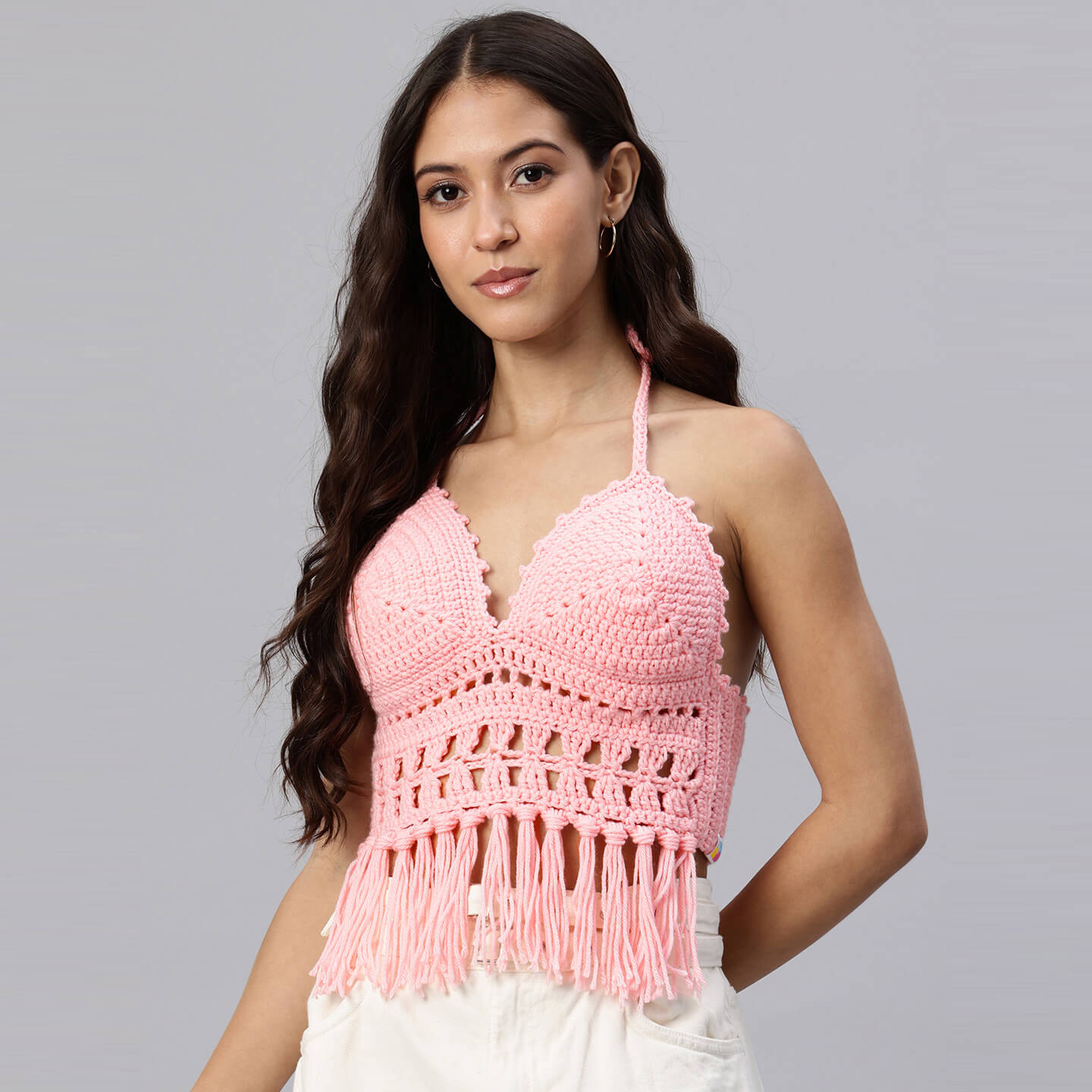 Handcrafted Pastel Colored Bralettes - Pink 10462