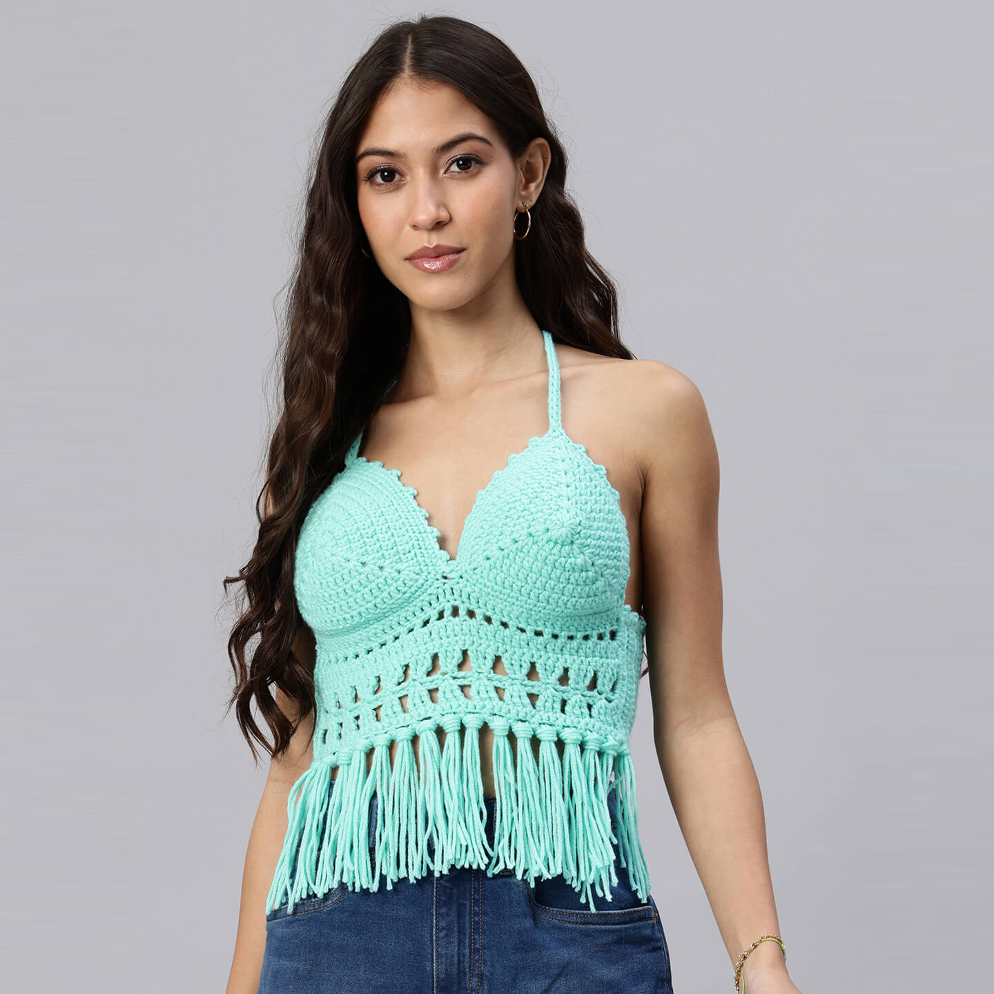 Handcrafted Pastel Colored Bralettes - Sea Green 10463