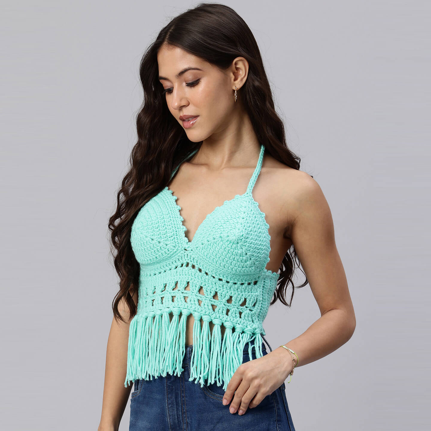 Handcrafted Pastel Colored Bralettes - Sea Green 10463