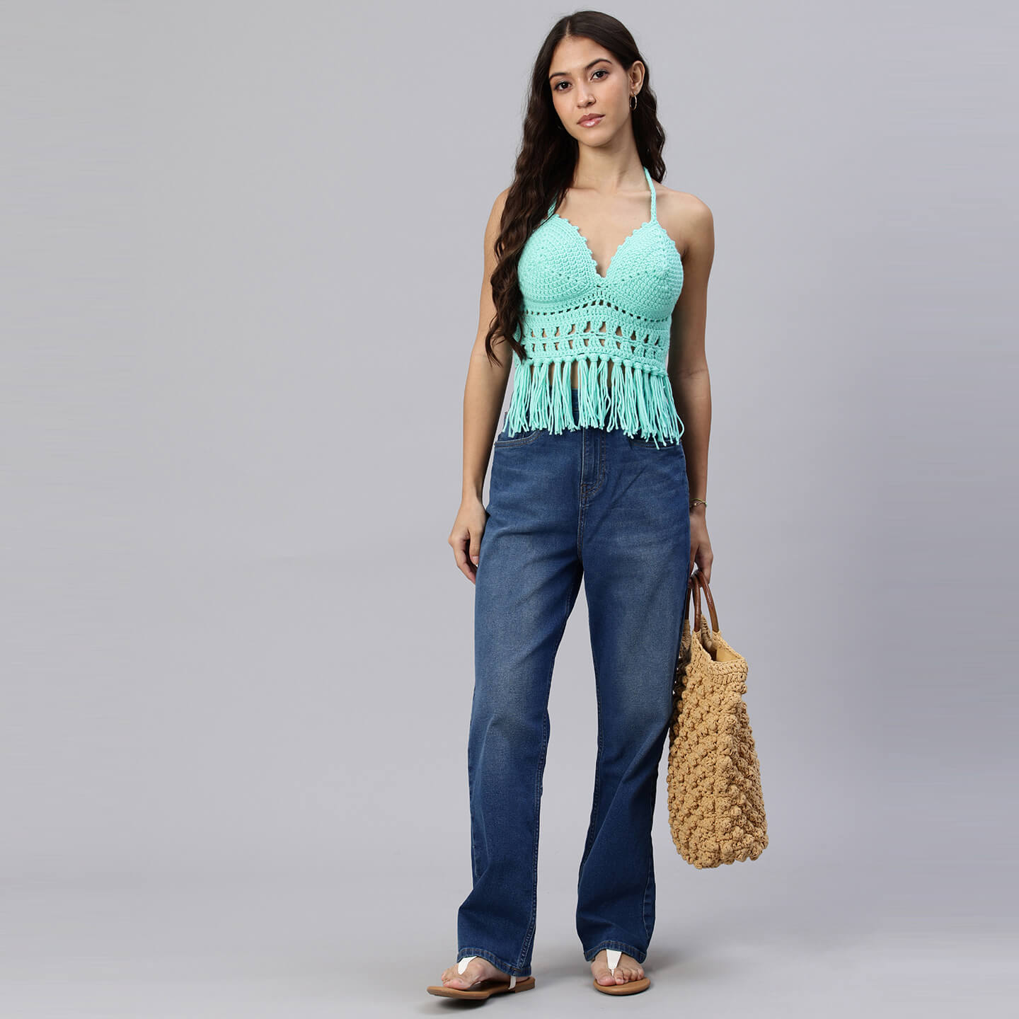 Handcrafted Pastel Colored Bralettes - Sea Green 10463