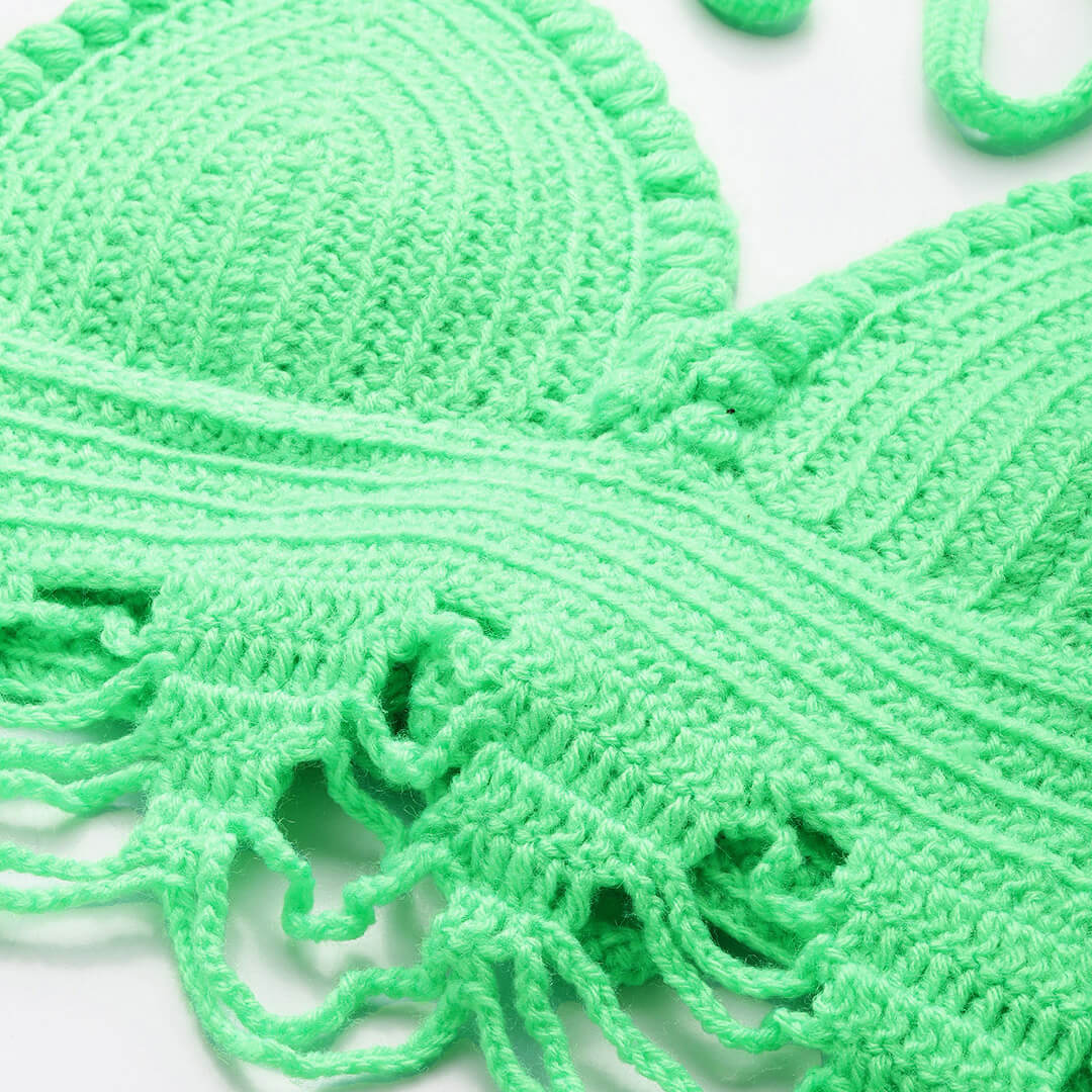 Summer Crochet Bralette Tie Back Sleeveless Top - Shocking Green 10467