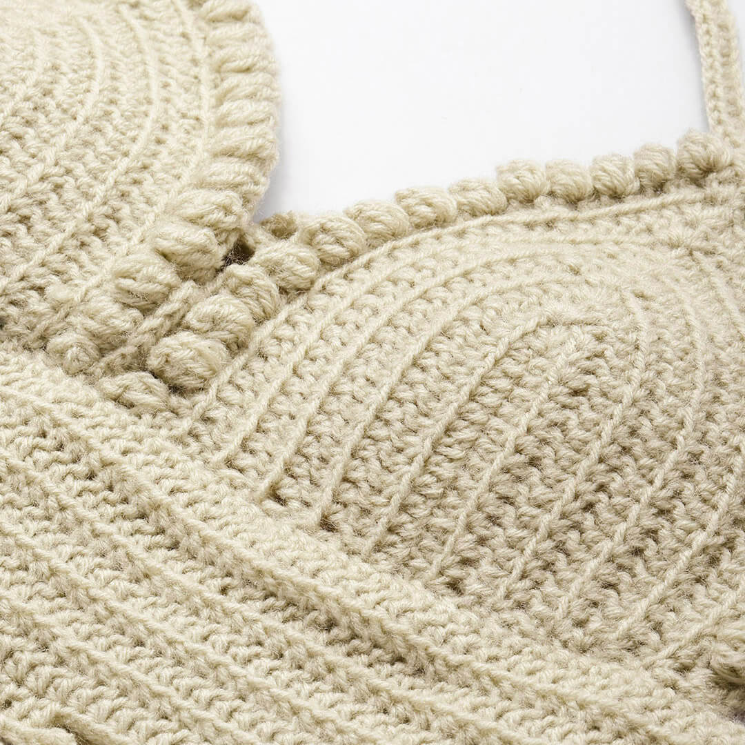 Summer Crochet Bralette Tie Back Sleeveless Top - Beige 10468