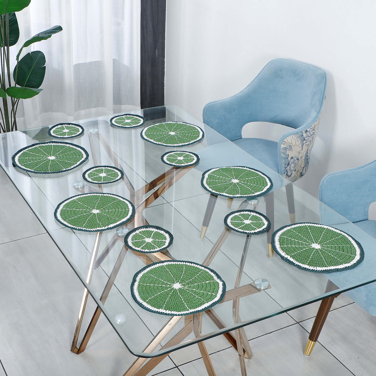 Handmade Placemats & Coasters Set - 10473 Green