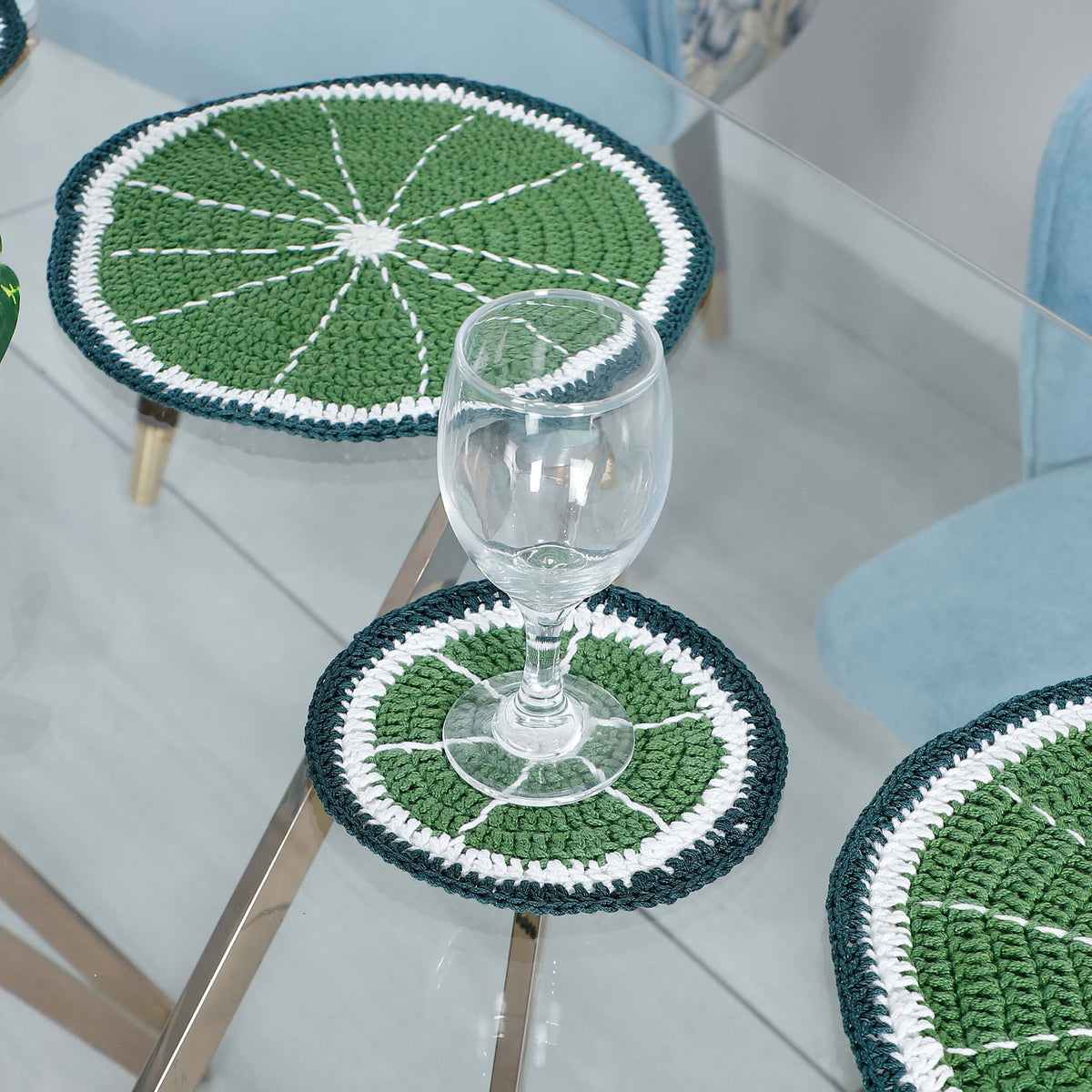 Handmade Placemats & Coasters Set - 10473 Green