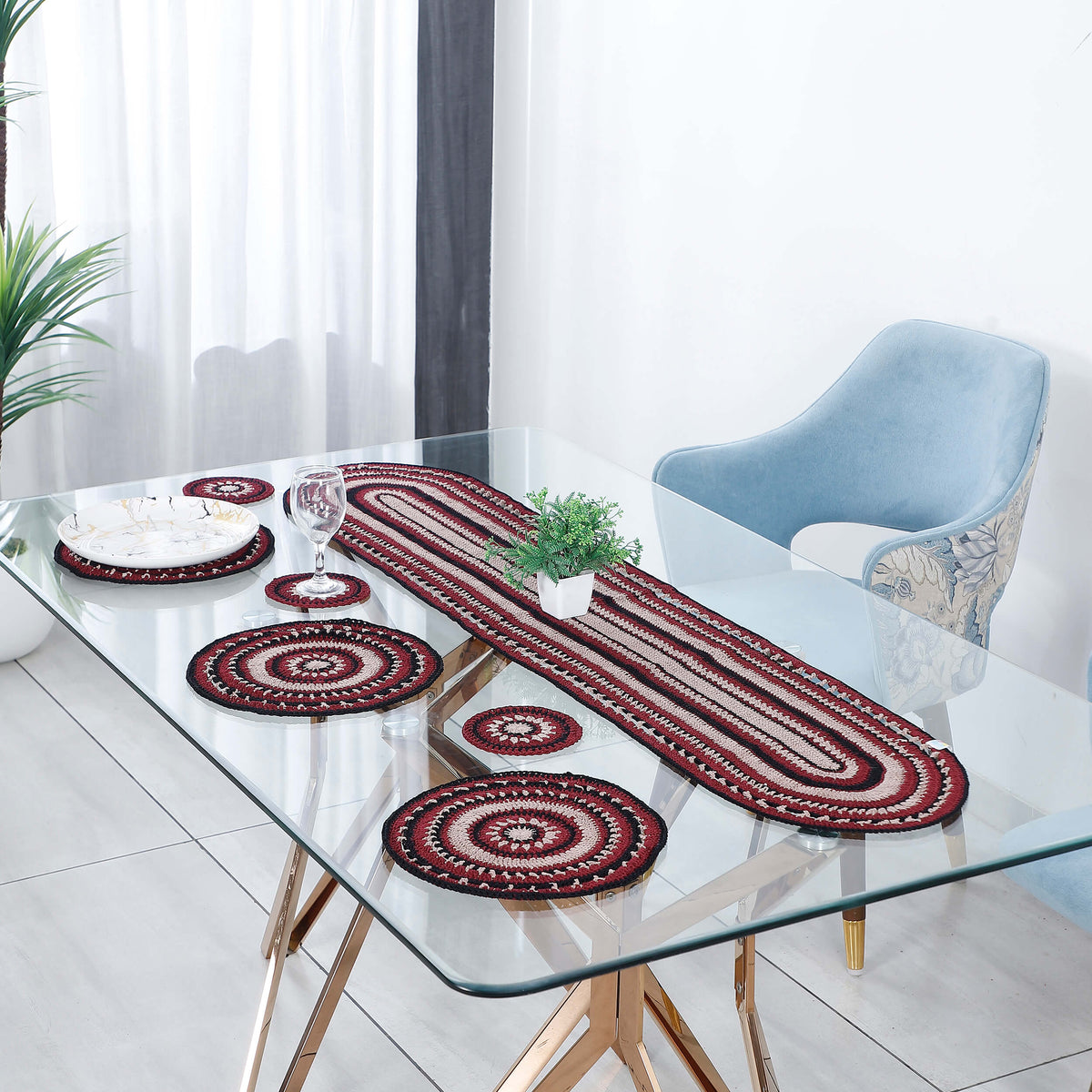 Handmade Table Runner, Placemats & Coasters Set - 10474 Multi