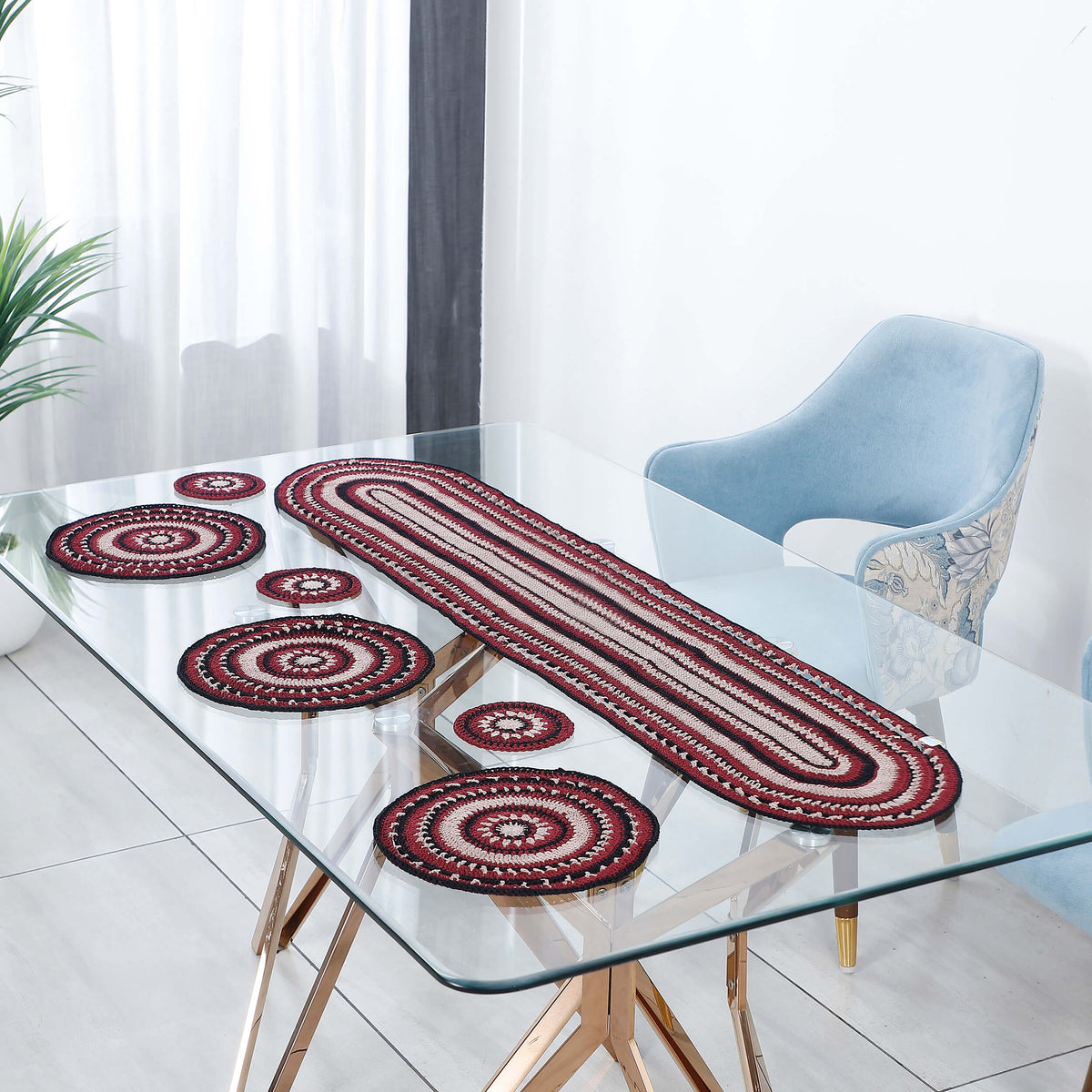 Handmade Table Runner, Placemats & Coasters Set - 10474 Multi