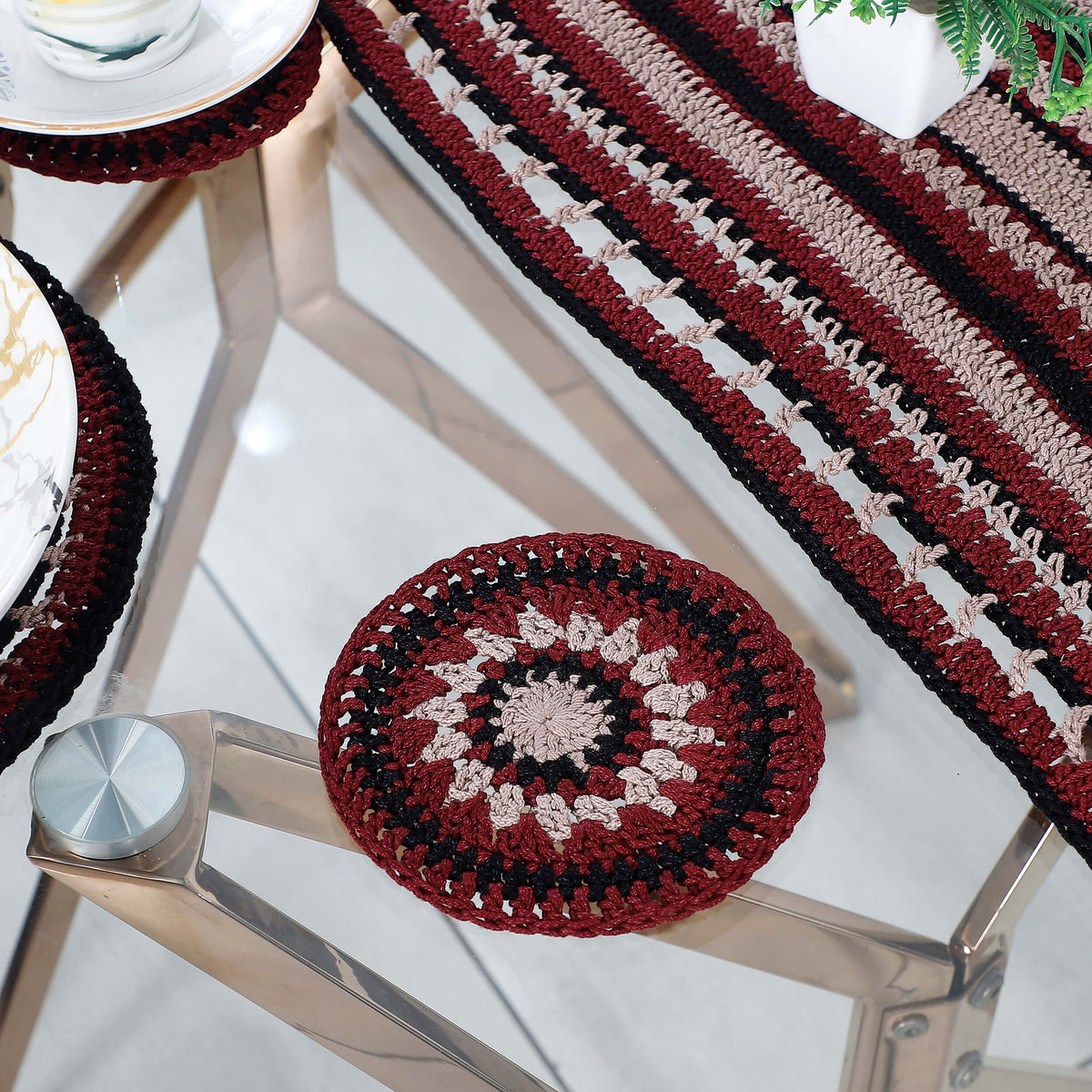 Handmade Table Runner, Placemats & Coasters Set - 10474 Multi