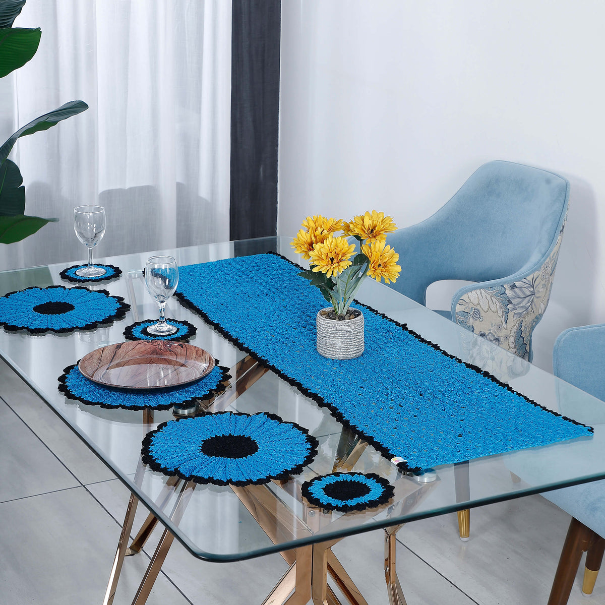 Handmade Table Runner, Placemats & Coasters Set - 10475 Multi