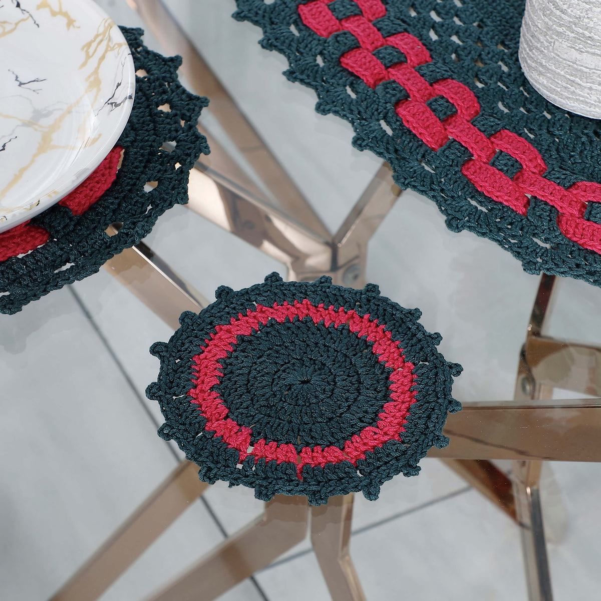 Handmade Table Runner, Placemats & Coasters Set - 10476 Multi
