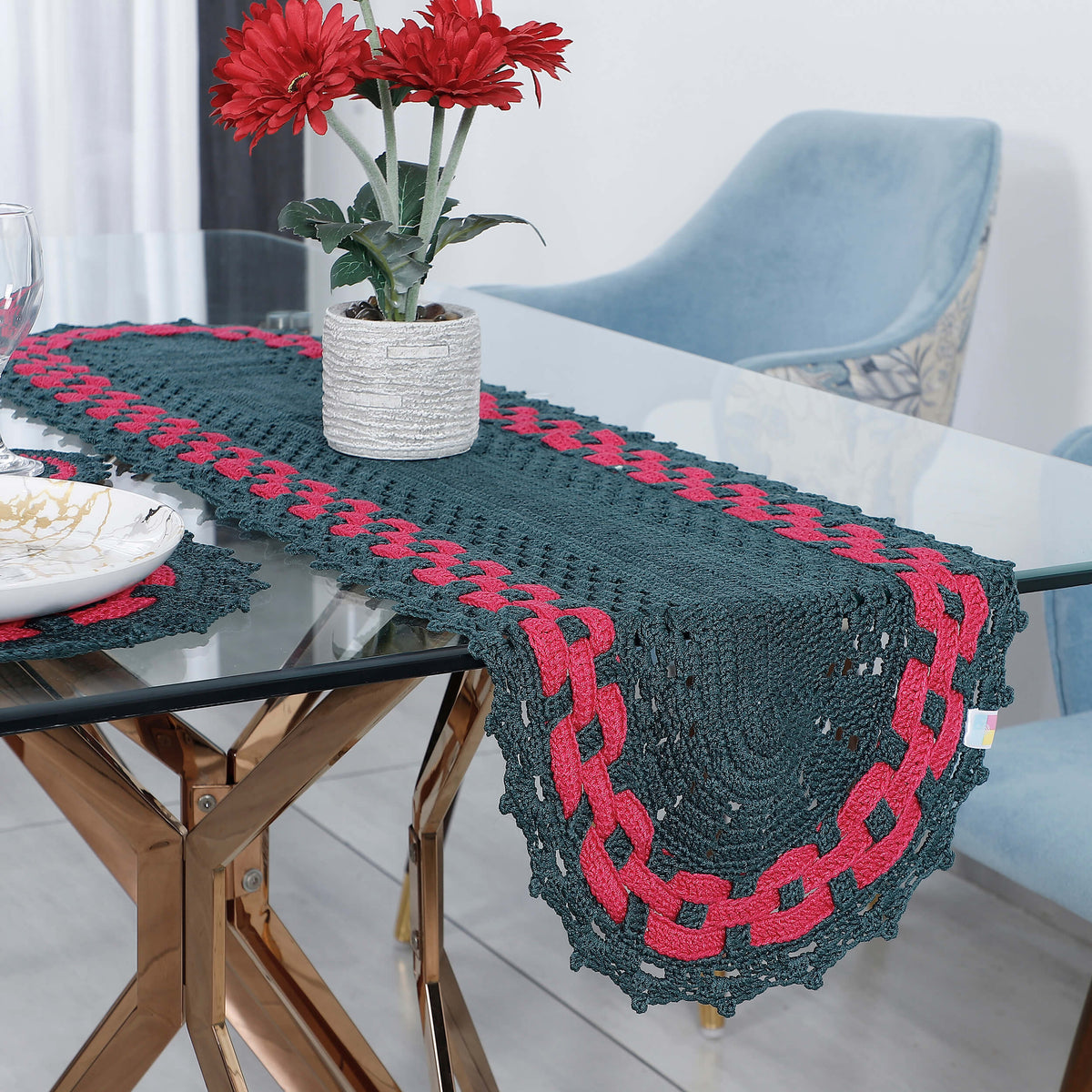 Handmade Table Runner, Placemats & Coasters Set - 10476 Multi
