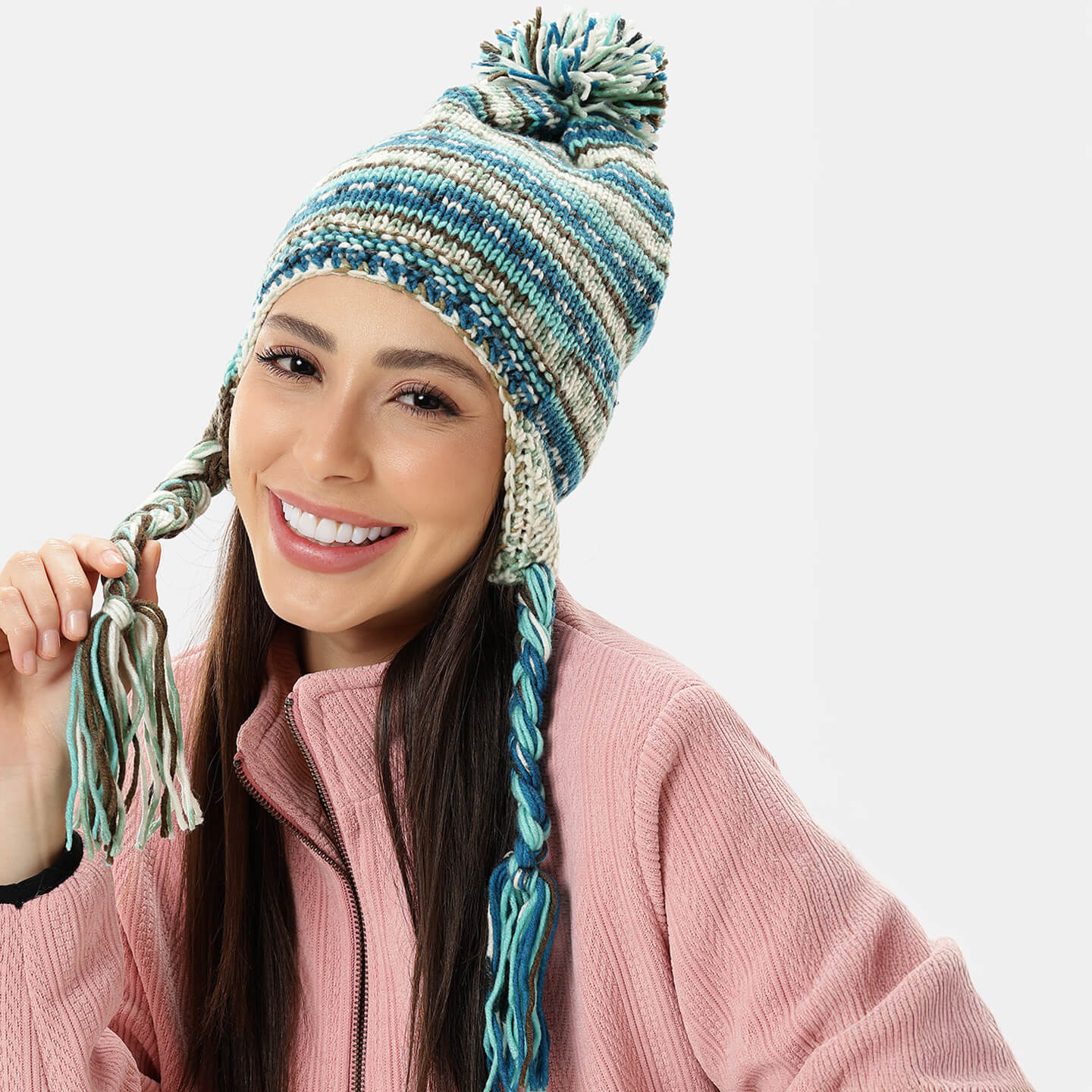Icelandic Incas with Pompoms and Braids - 10477