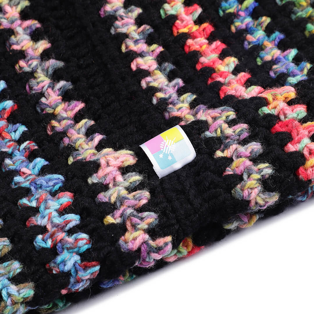 Multi Colored Vertical Striped Crochet Cap - 10480