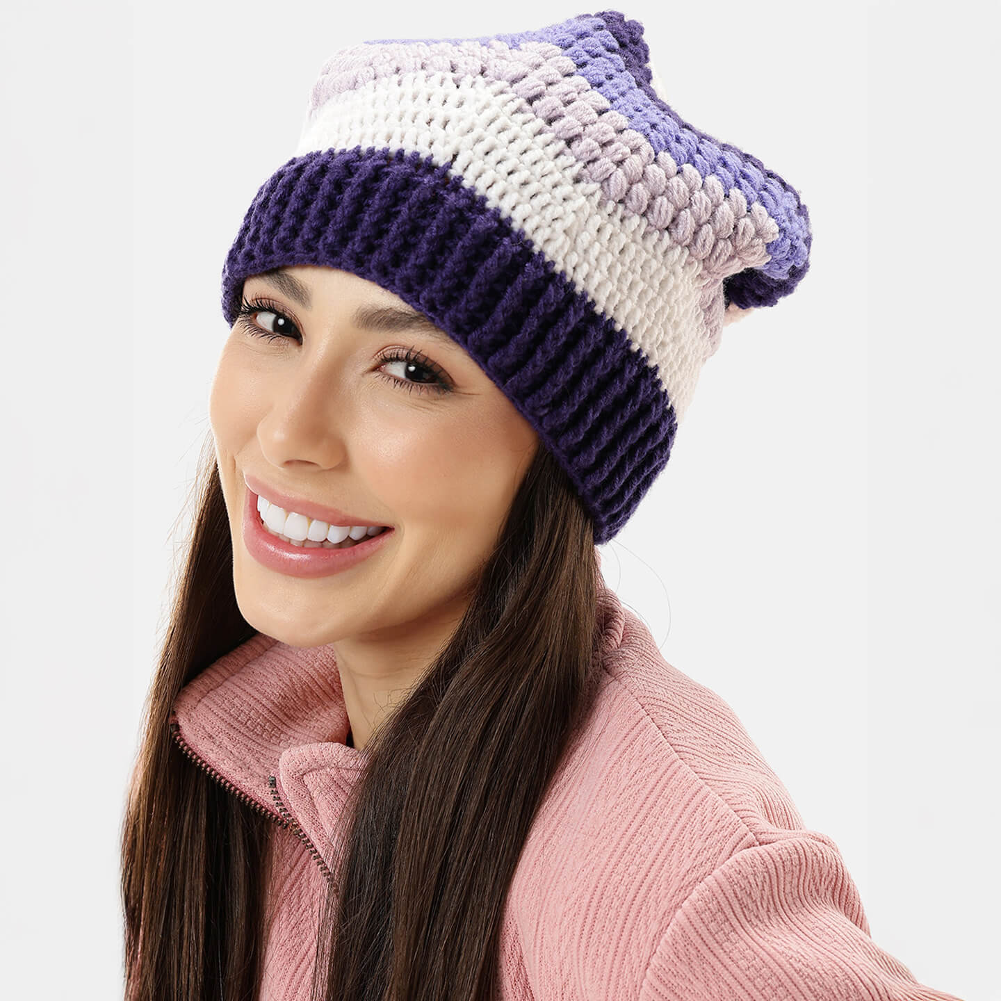 Handmade Self Striping Waves Beanie - 10484