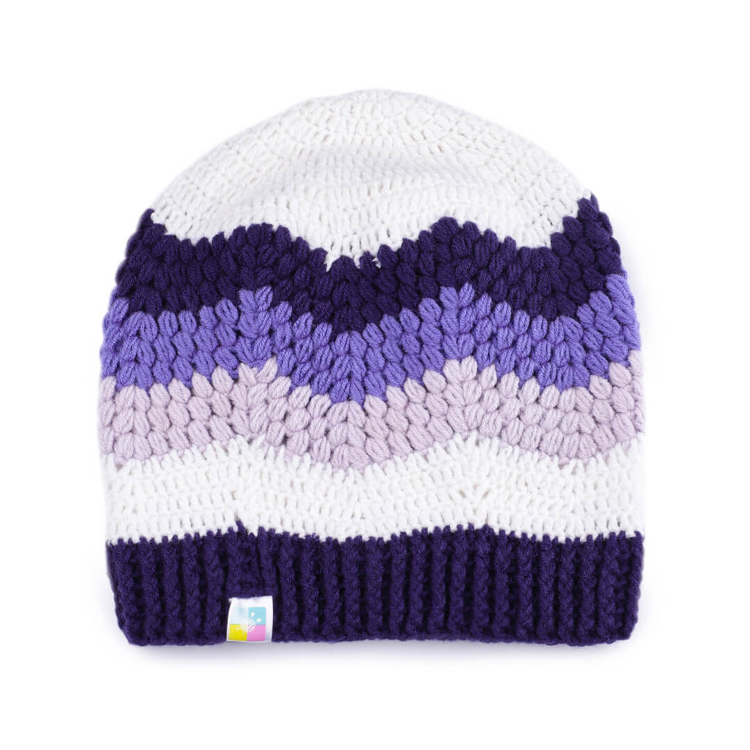Handmade Self Striping Waves Beanie - 10484