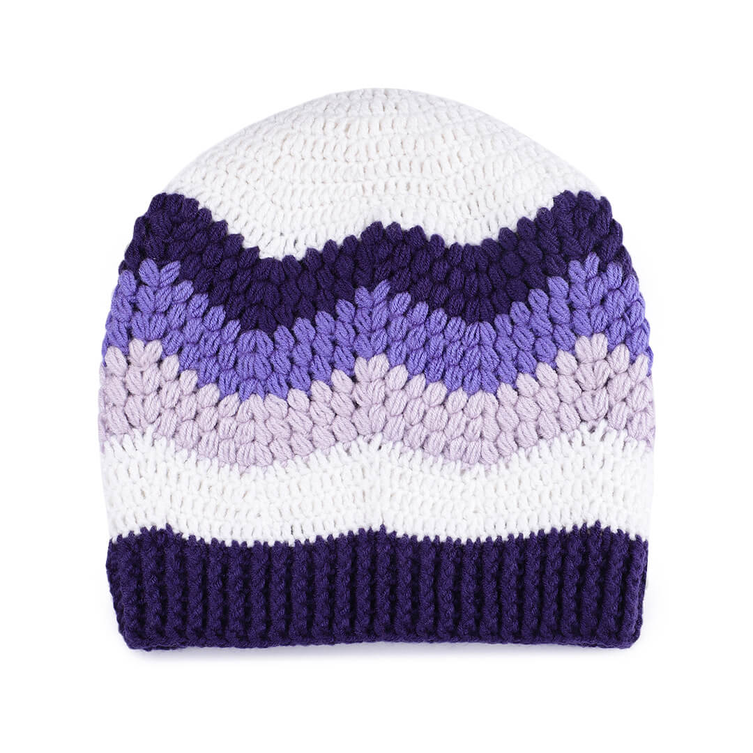 Handmade Self Striping Waves Beanie - 10484