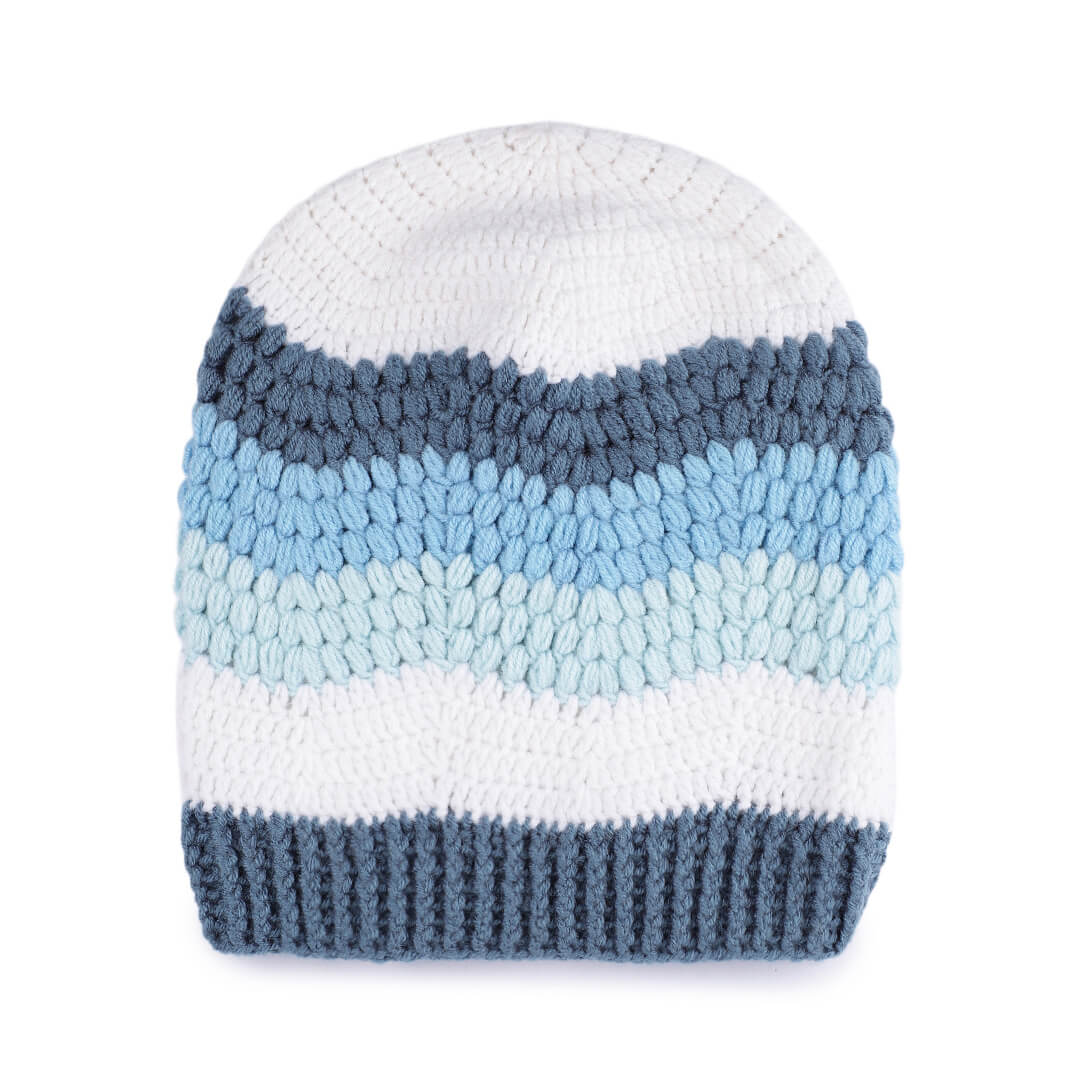 Handmade Self Striping Waves Beanie - 10485