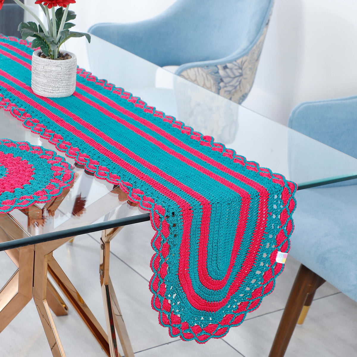 Handmade Table Runner, Placemats & Coasters Set - 10490 Multi
